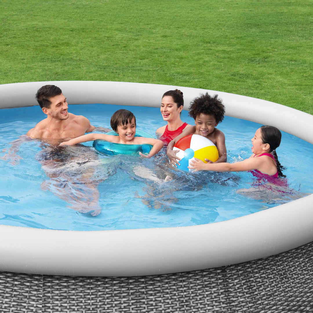 Bestway Fast Set 12'x30" Round Inflatable Outdoor Above Ground Swimming Pool Set - VMInnovations
