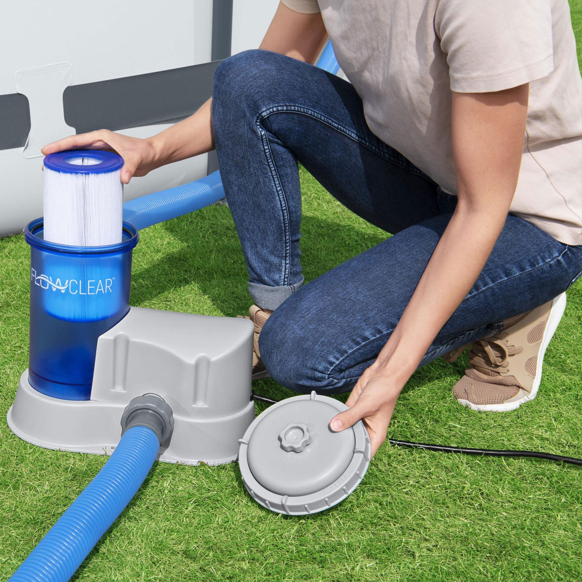 Bestway 58647E Flowclear 1,500 Gallon Transparent Above Ground Pool Filter Pump