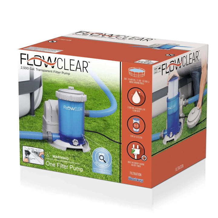 Bestway 58671E Flowclear 2,500 Gallon Transparent Above Ground Pool Filter Pump - VMInnovations