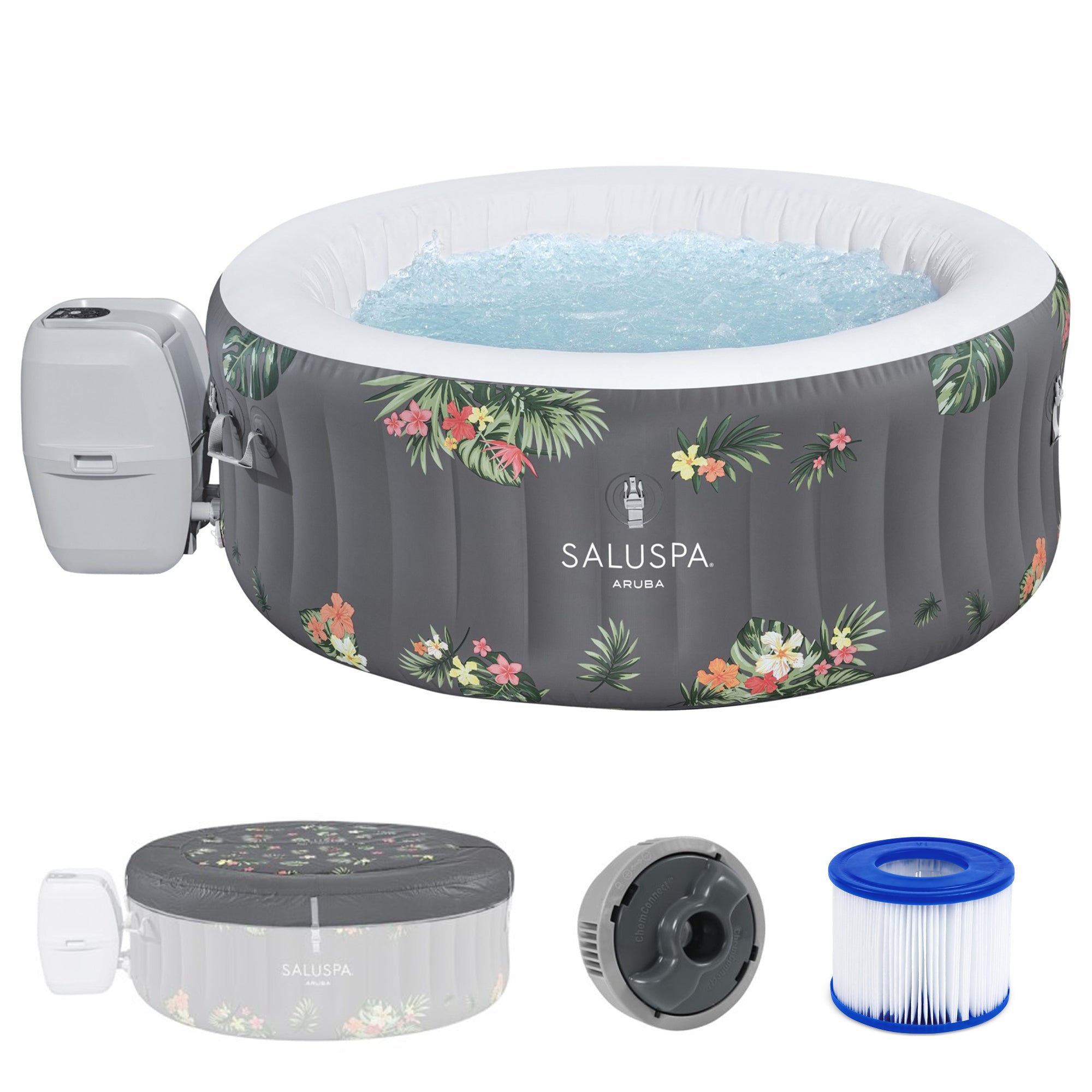 Bestway Aruba 3-Person Portable Inflatable Round Air Jet Hot Tub Spa (For Parts) - VMInnovations