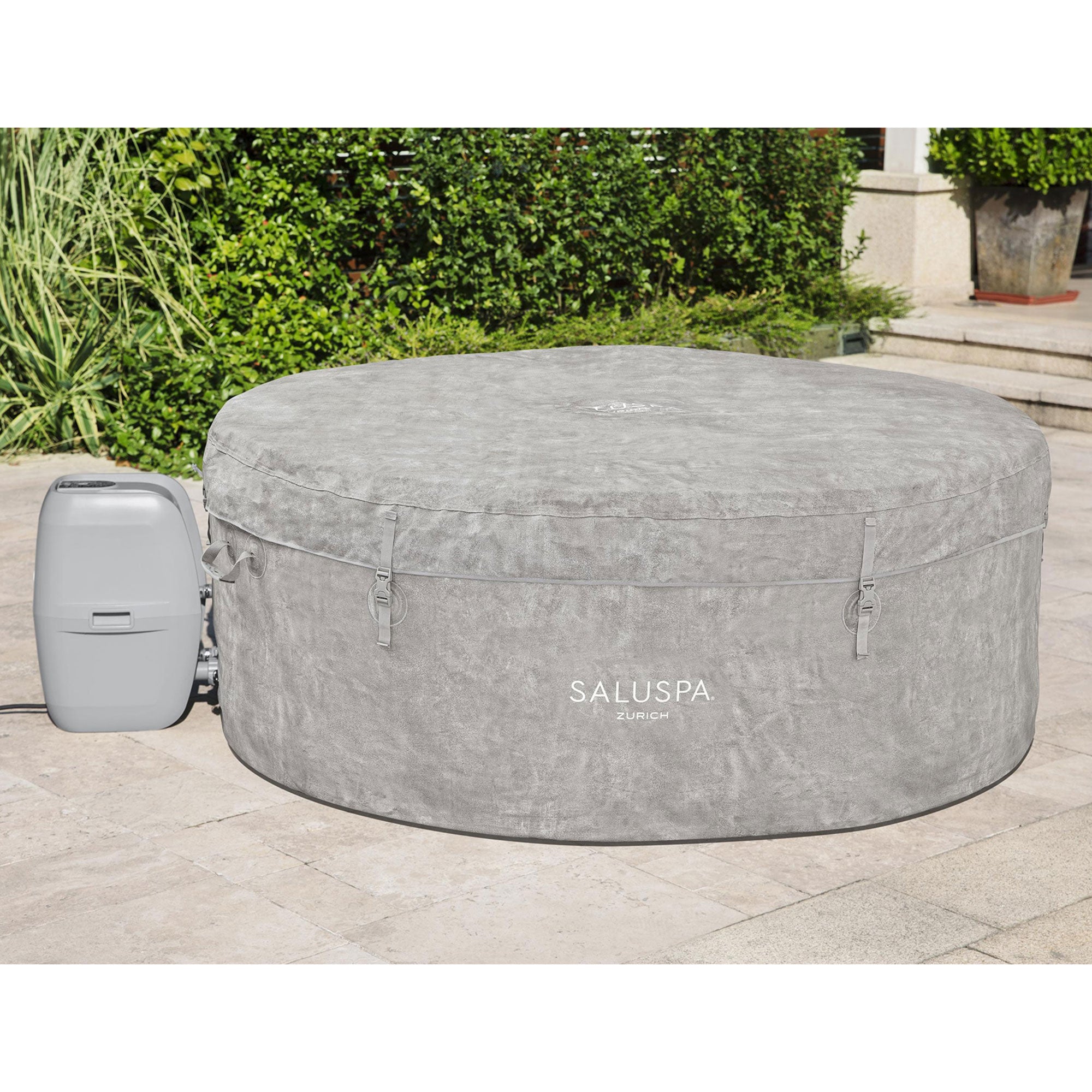 Bestway SaluSpa Zurich AirJet Inflatable Hot Tub w/120 Soothing Jets, Gray(Used) - VMInnovations