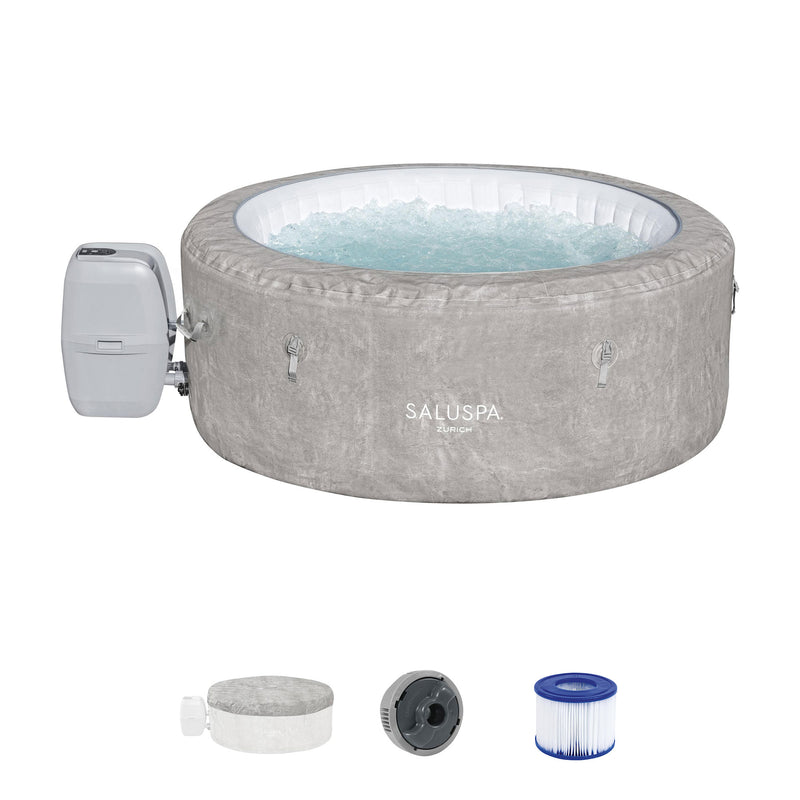 Bestway SaluSpa Zurich AirJet Inflatable Hot Tub with 120 Soothing Jets, Gray