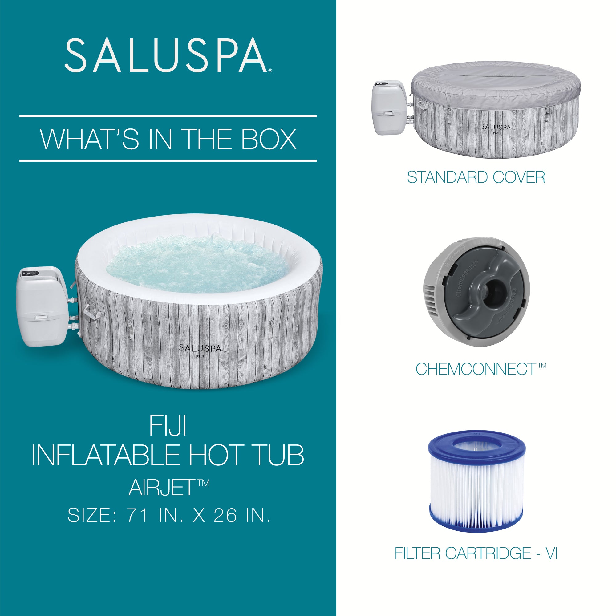 Bestway SaluSpa Fiji 2 to 4 Person Inflatable Air Jet Hot Tub Spa (Open Box) - VMInnovations