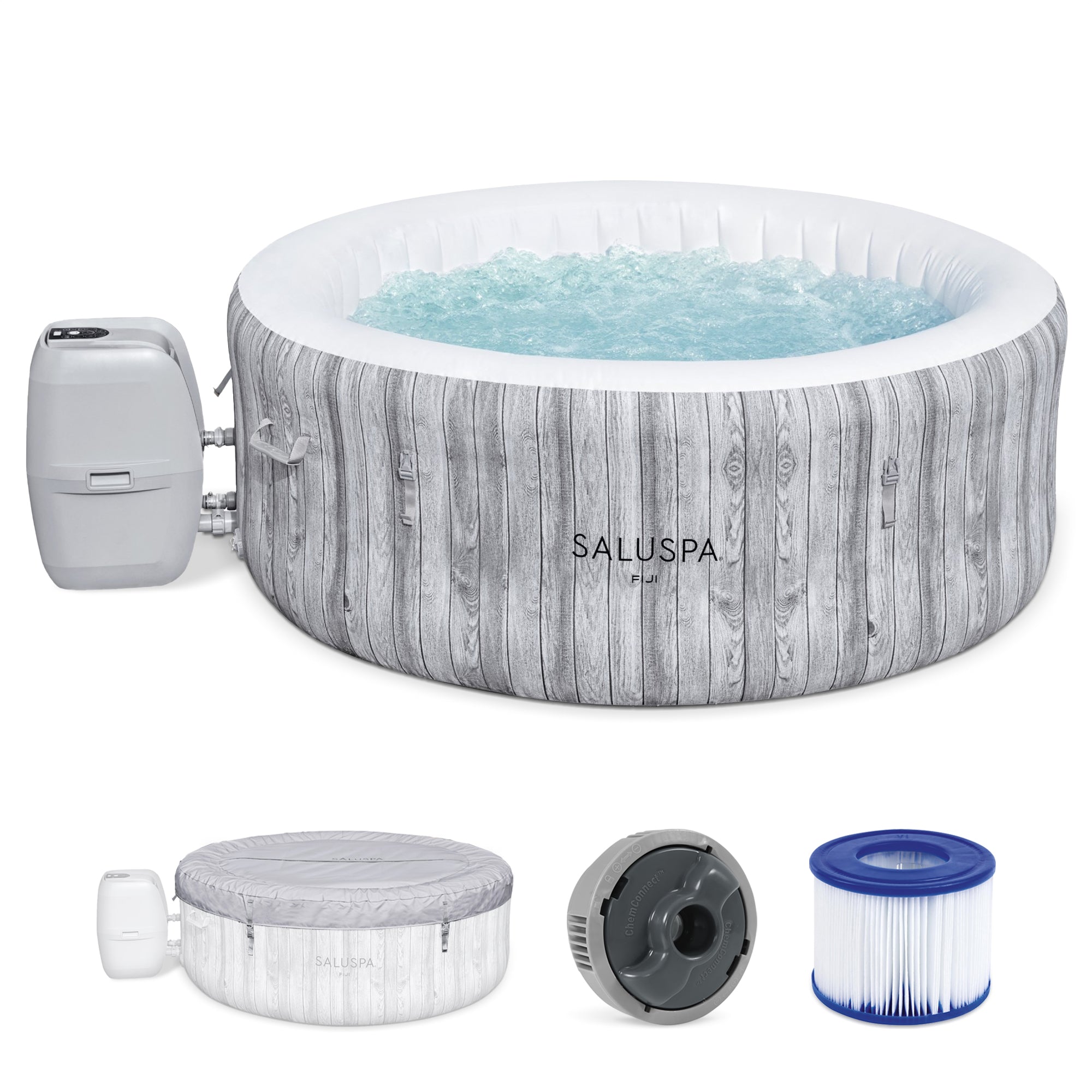 Bestway SaluSpa Fiji AirJet Inflatable Hot Tub with 120 Soothing Jets, Gray - VMInnovations