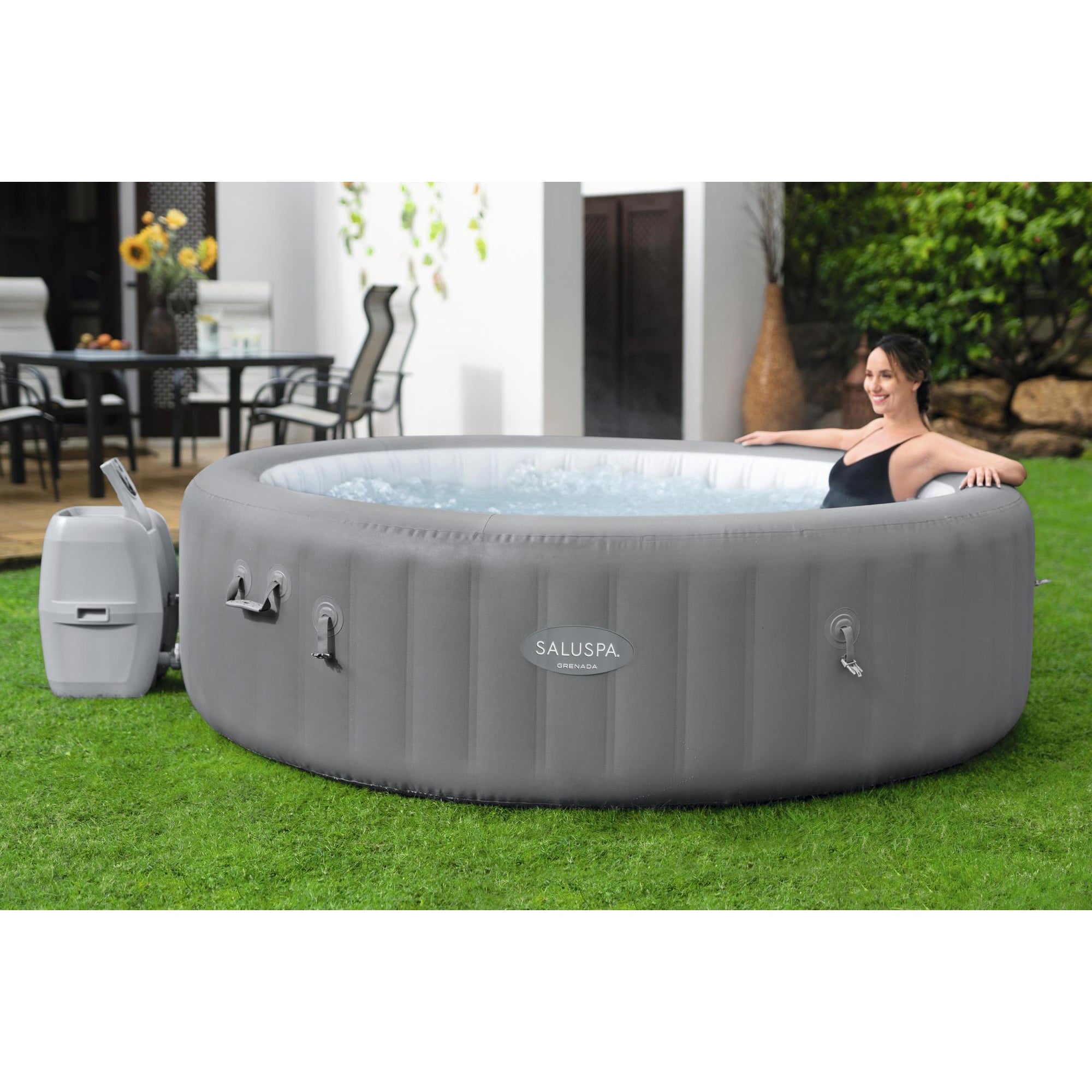 Bestway SaluSpa Grenada 8 Person Portable Inflatable Round Air Jet Hot Tub Spa (Refurbished)