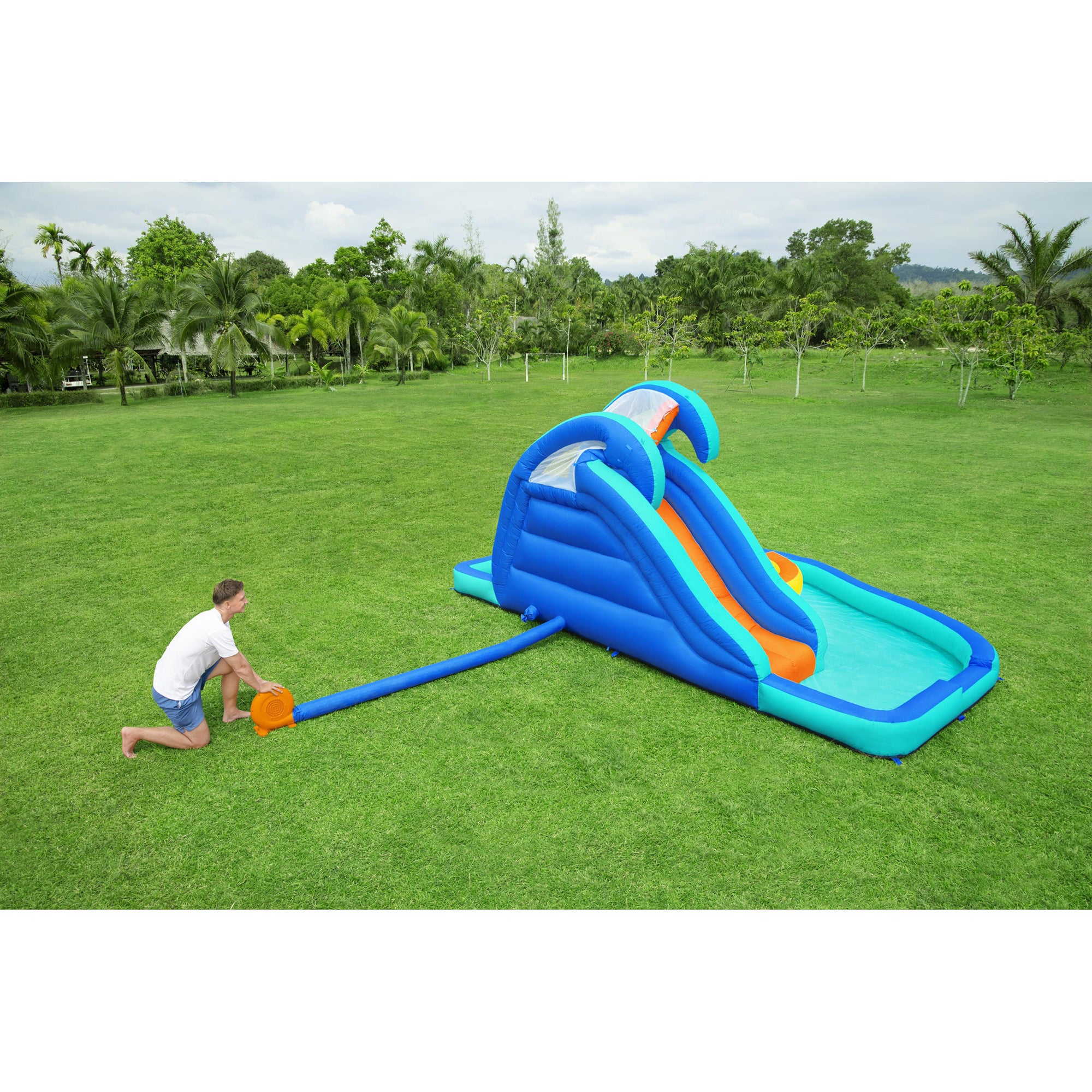 Wavetastic 16 Ft Kids Inflatable Water Park w/Turtle Float (Open Box) - VMInnovations