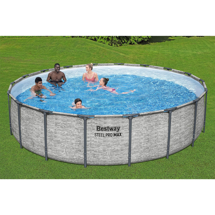 Bestway Steel Pro MAX 18'x48" Round Above Ground Swimming Pool with Pump & Cover - VMInnovations