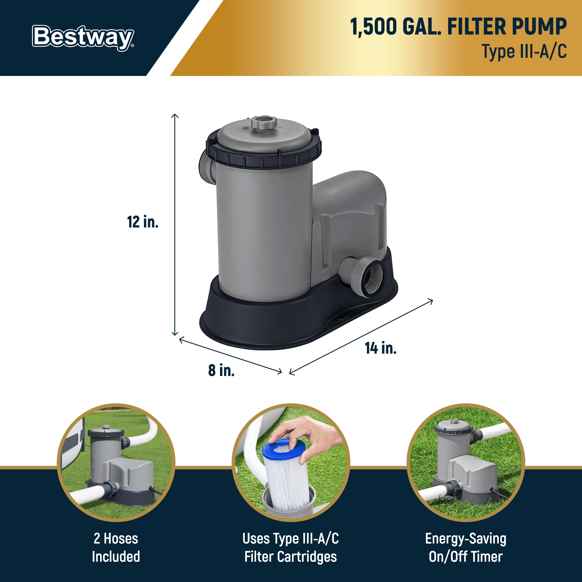 Bestway Steel Pro MAX 16 Foot Round Above Ground Pool Set with 3 Layer Liner - VMInnovations