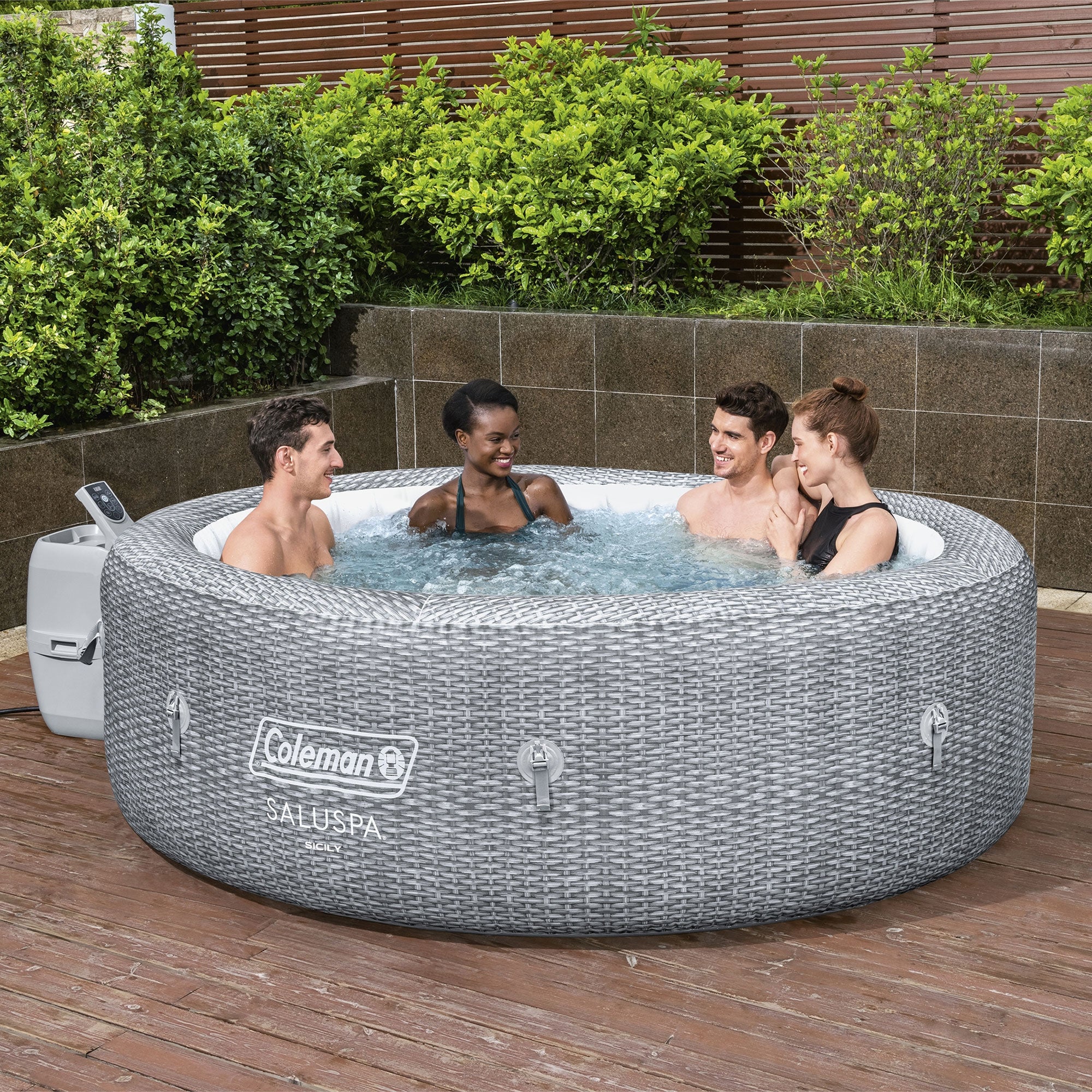 Coleman SaluSpa Sicily AirJet Inflatable Hot Tub with 180 Soothing Jets, Gray - VMInnovations