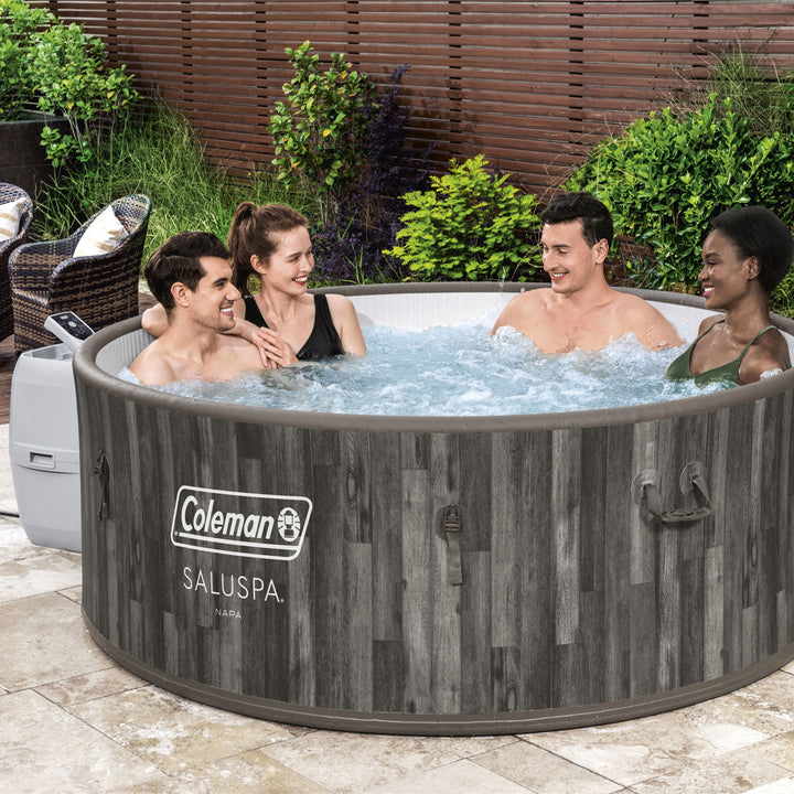 Coleman Napa SaluSpa 7 Person Inflatable Hot Tub with AirJets, Gray Wood (Used) - VMInnovations