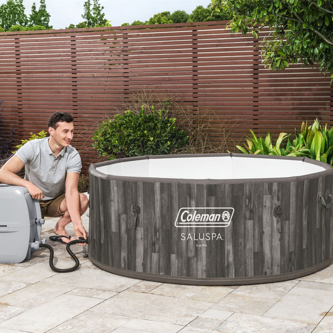 Coleman Napa SaluSpa 7 Person Inflatable Hot Tub with AirJets, Gray Wood (Used) - VMInnovations