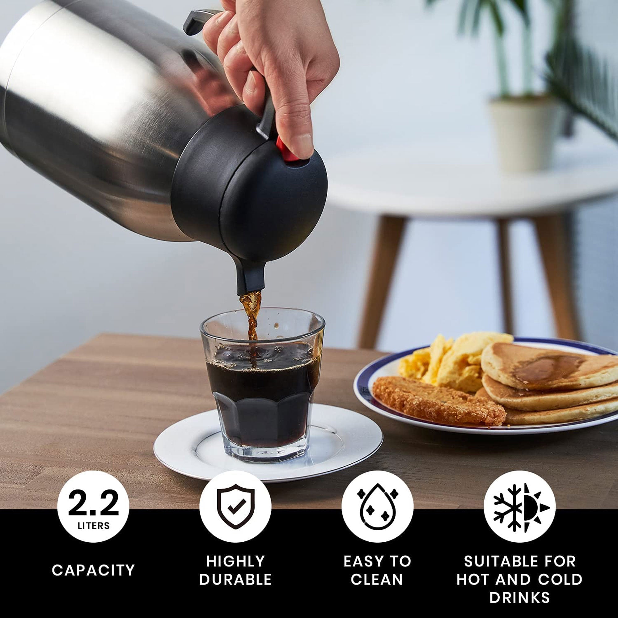 Sybo 12 Cup Stainless Steel Pour Over Coffee Maker with Airpot, Silver (2 Pack)
