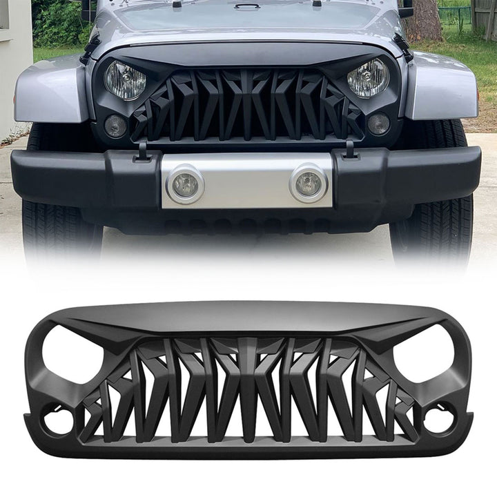 American Modified Front Shark Grille for 2007 to 2018 Jeep Models, Matte Black - VMInnovations