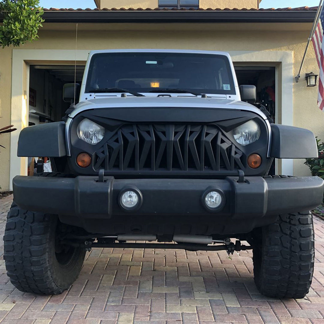 American Modified Front Shark Grille for 2007 to 2018 Jeep Models, Matte Black - VMInnovations