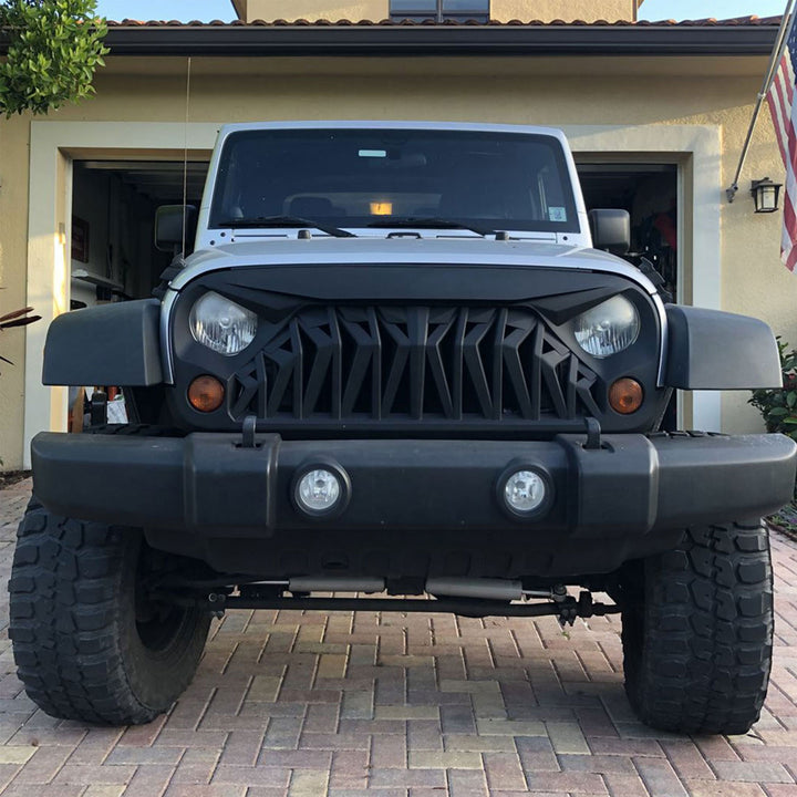 American Modified Front Shark Grille for 2007 to 2018 Jeep Models, Matte Black - VMInnovations