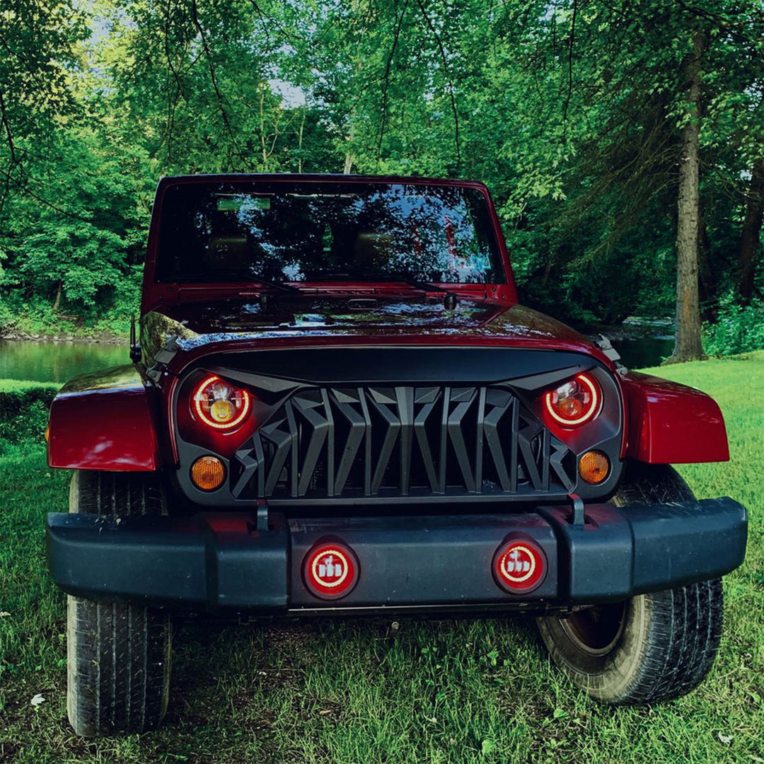 American Modified Front Shark Grille for 2007 to 2018 Jeep Models, Matte Black - VMInnovations