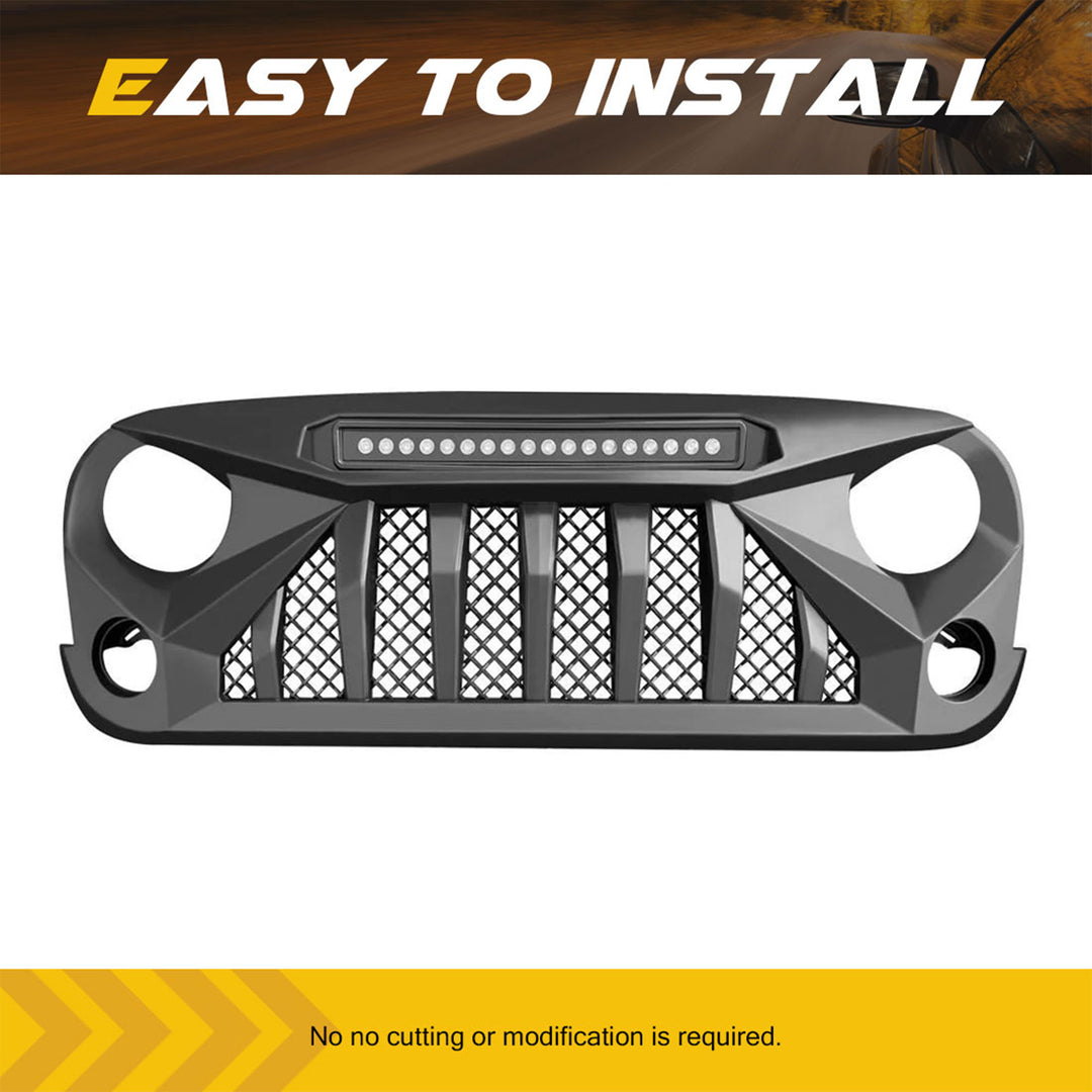 AMERICAN MODIFIED Front Grille w/Off Road Lights for 07-18 Jeep Wrangler JK - VMInnovations