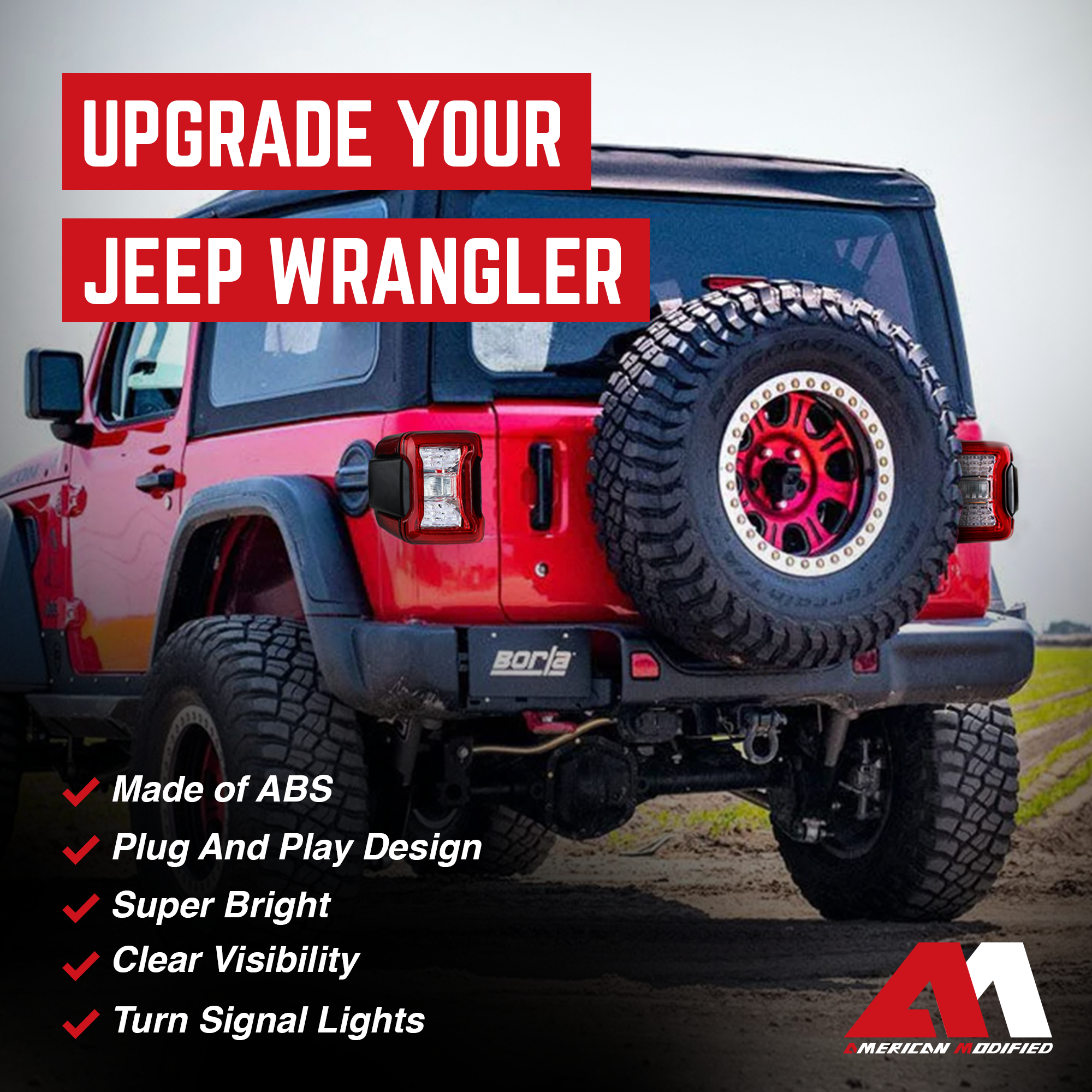 American Modified LED Tail Lights for 2018-2019 Jeep Wranglers, Pair (Used) - VMInnovations
