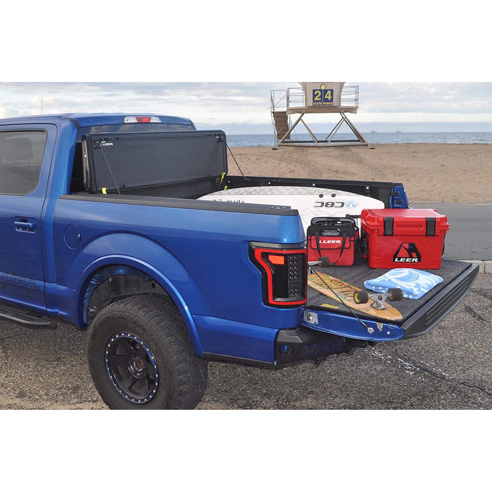 LEER Low Profile Hard Quad Folding Cover w/ 5.6" Bed for 2015 Ford F-150 (Used) - VMInnovations