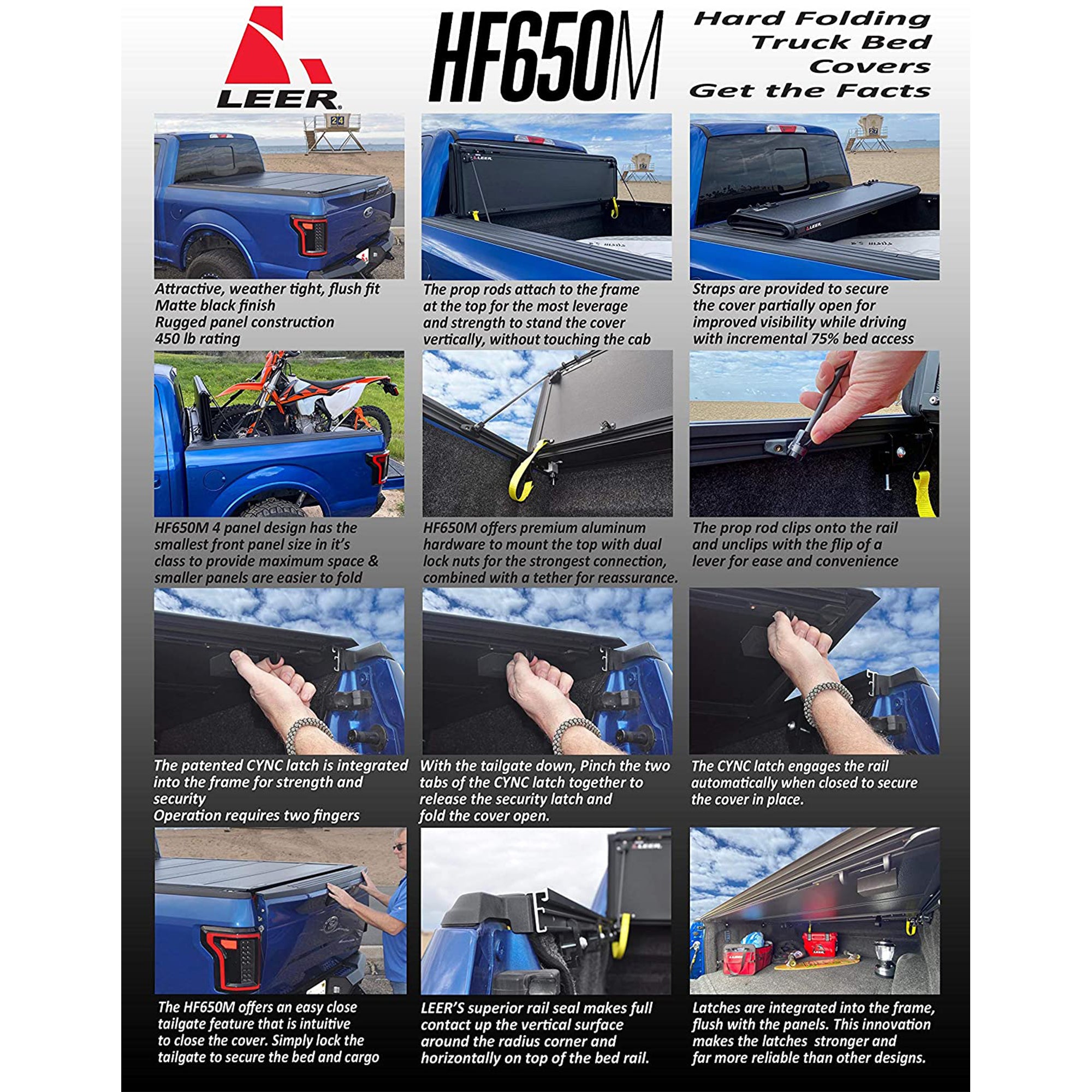 LEER Low Profile Hard Quad Folding Cover w/ 5.6" Bed for 2015 Ford F-150 (Used) - VMInnovations