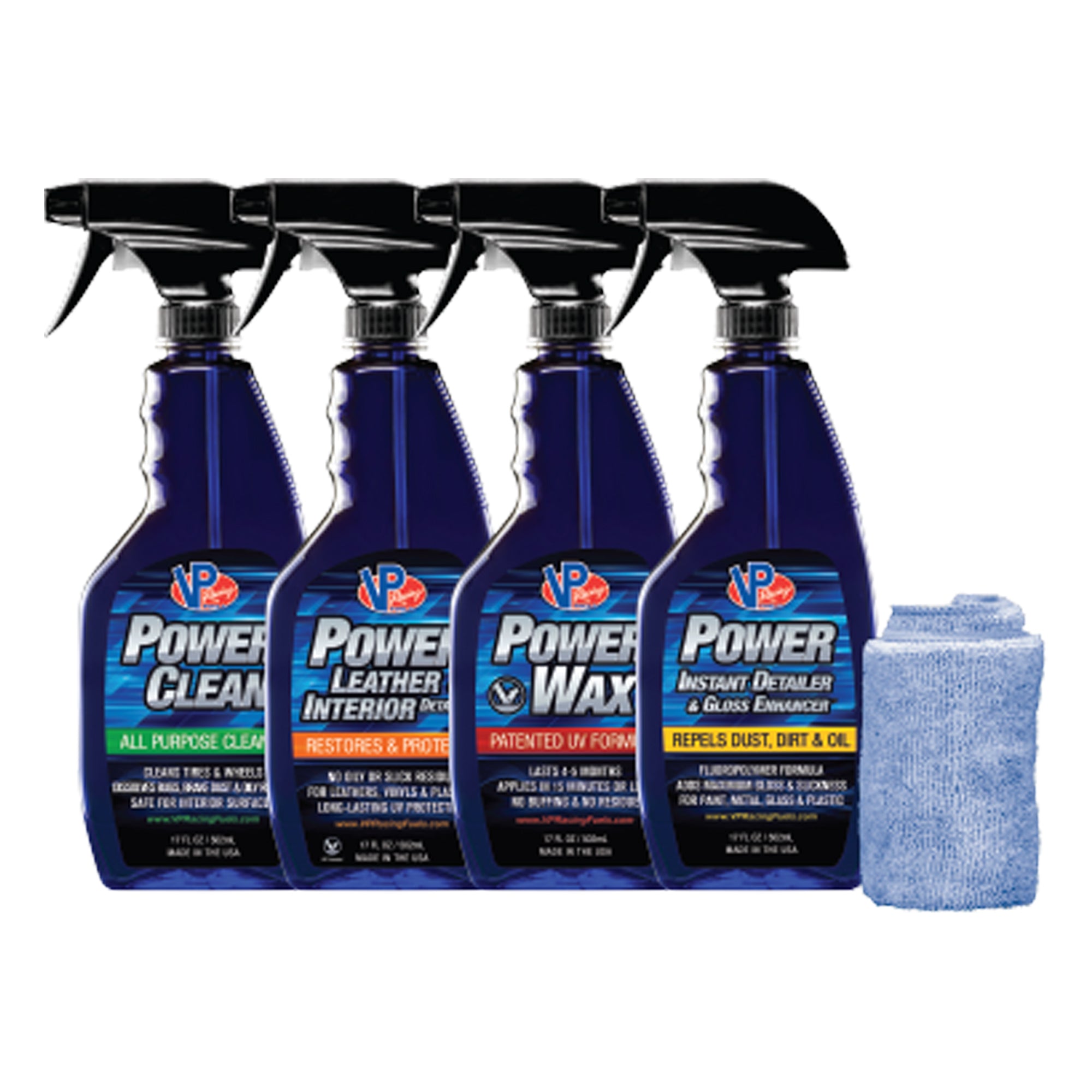 VP Racing Fuels VP Power 4 Pack Car Detailing Cleaning Kit with Microfiber Cloth (Refurbished)
