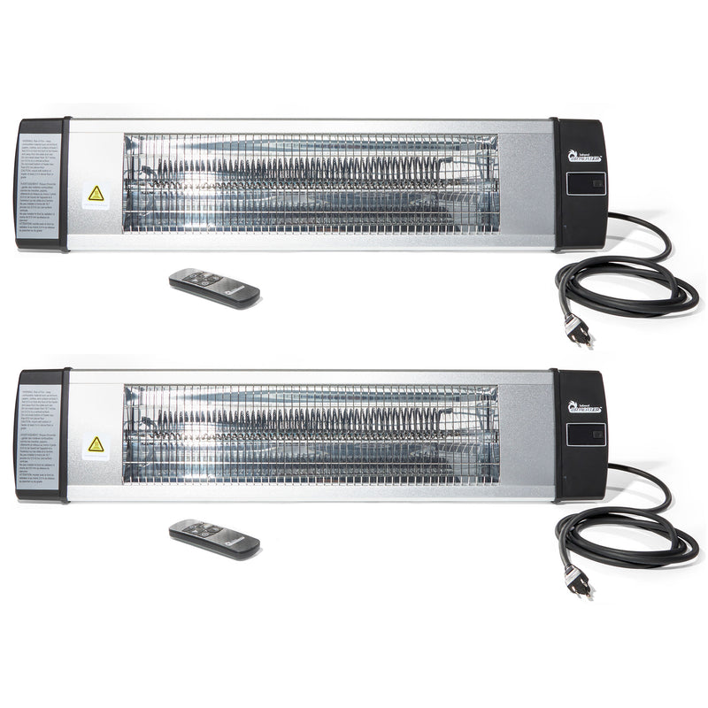 Dr. Infrared 1500W Infrared Indoor Outdoor Wall Ceiling Heater, Silver (2 Pack)
