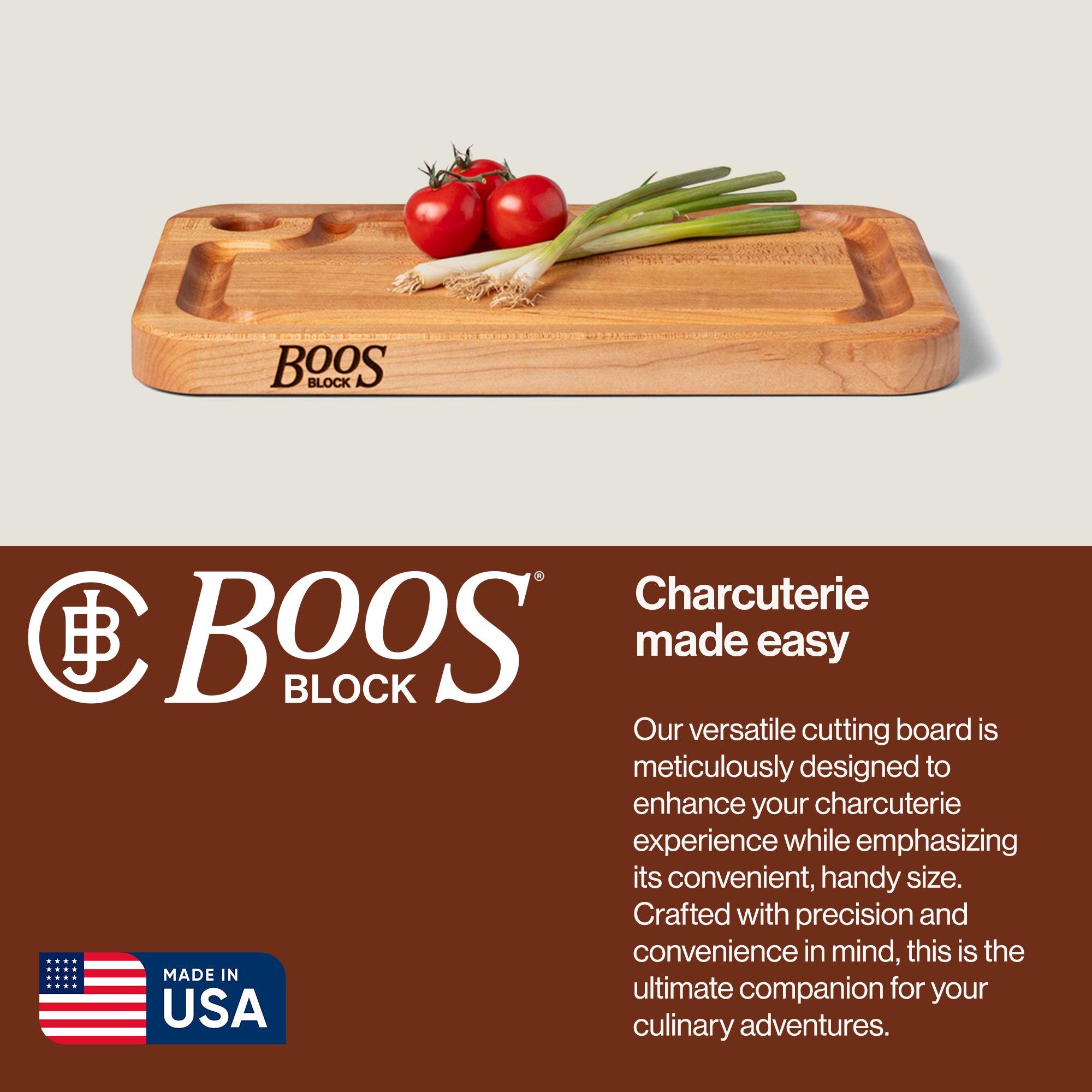 John Boos Prestige Maple Wood Edge Grain Kitchen Cutting Board,16" x 10" x 1.25"
