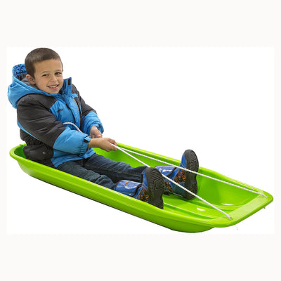 Lucky Bums 48 Inch 1 Person Plastic Sled, Blue and 48 Inch 2 Person Sled, Green