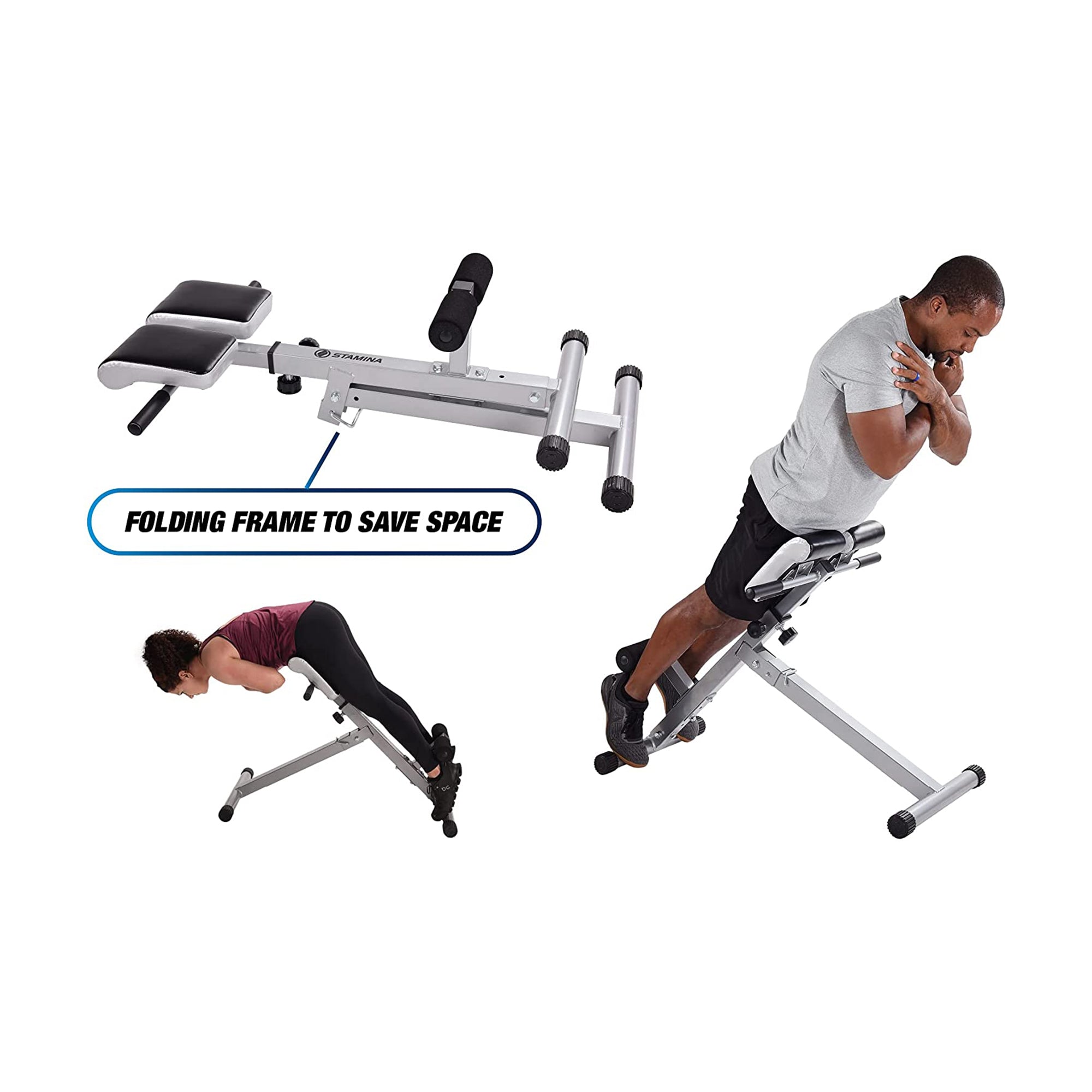 Stamina Products 2014 Adjustable Hyperextension Padded Fitness Exercise Bench - VMInnovations