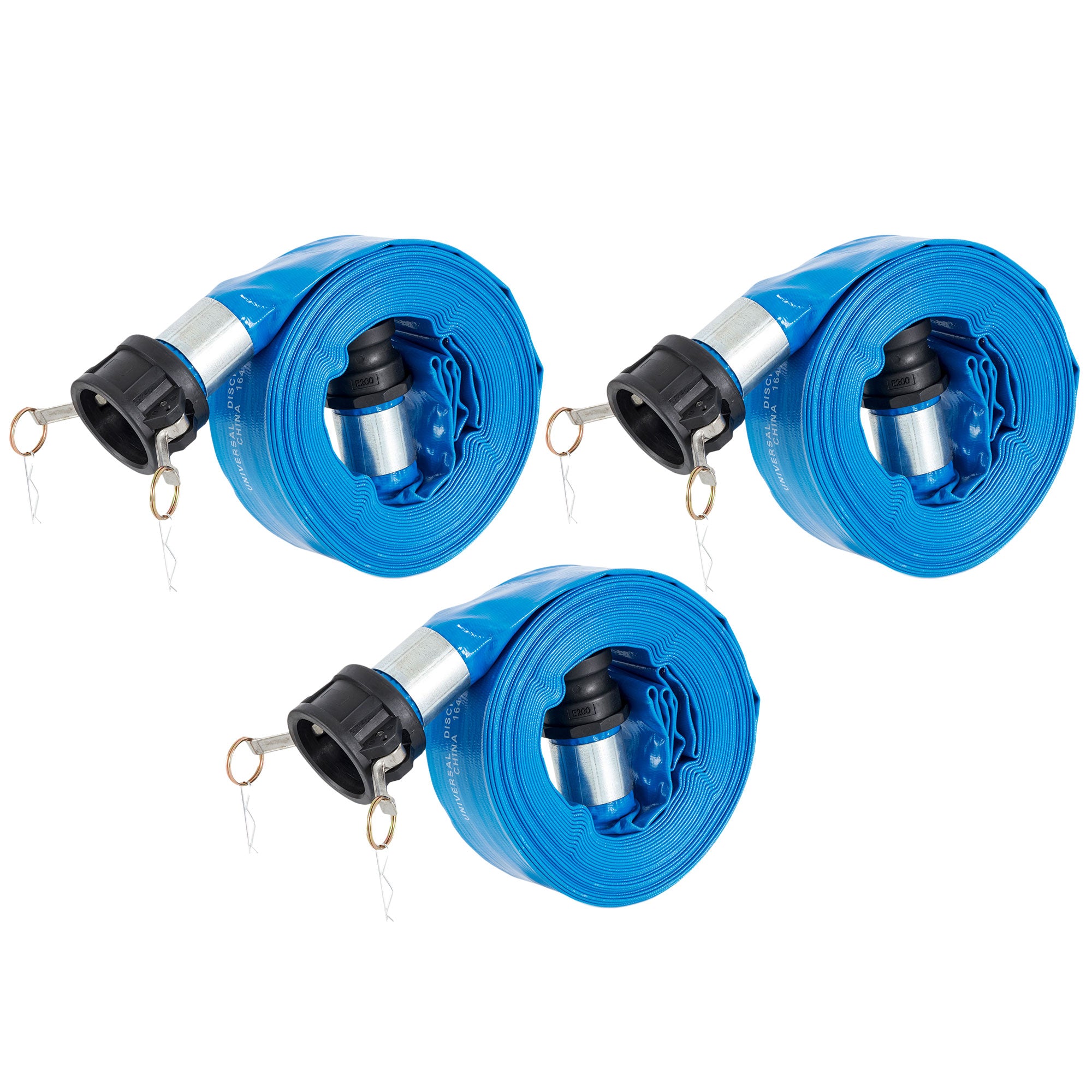 Apache 98138049 PVC Lay Flat Hoses 2 Inch Diameter 50 Ft, 70 psi, Blue (3 Pack)