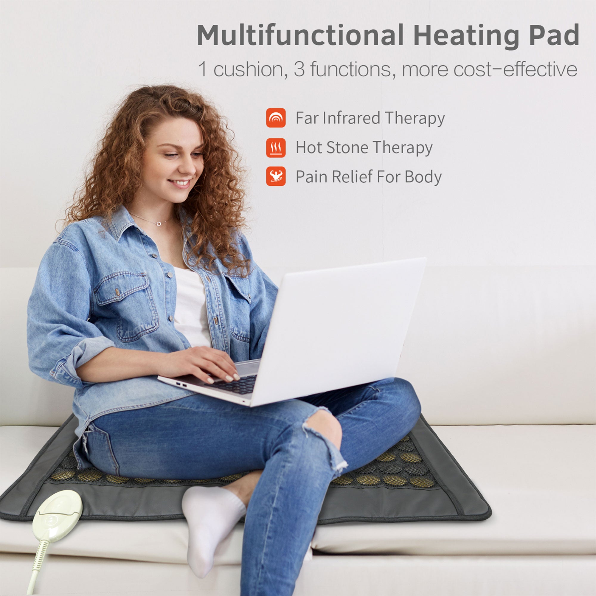 UTK 21 x 31" Tourmaline Stone Infrared Relief Heating Mat w/Remote, Black (Used) - VMInnovations