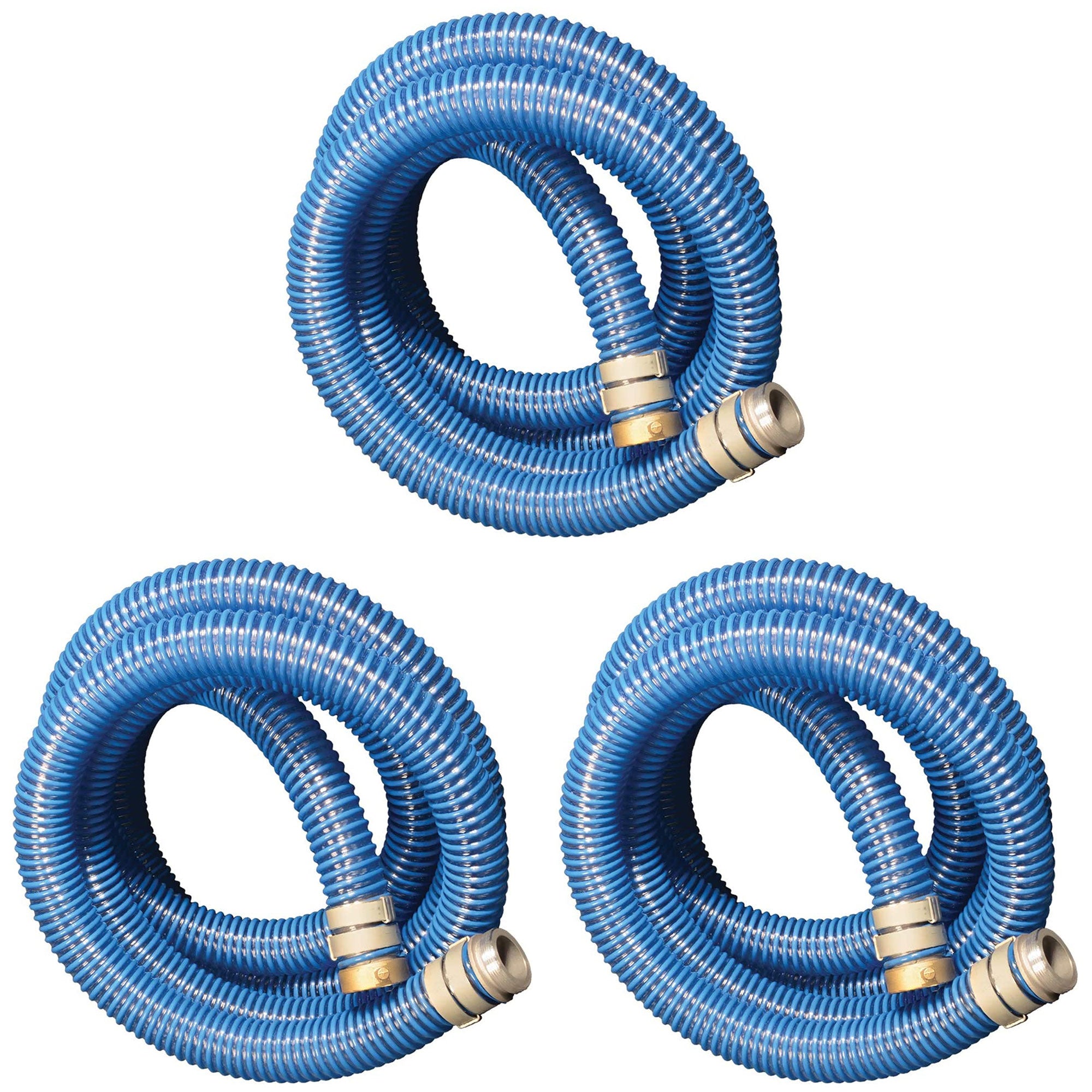 Apache 98106501 2 Inch Diameter 20 Foot PVC Flexible Pool Hose, Blue (3 Pack)