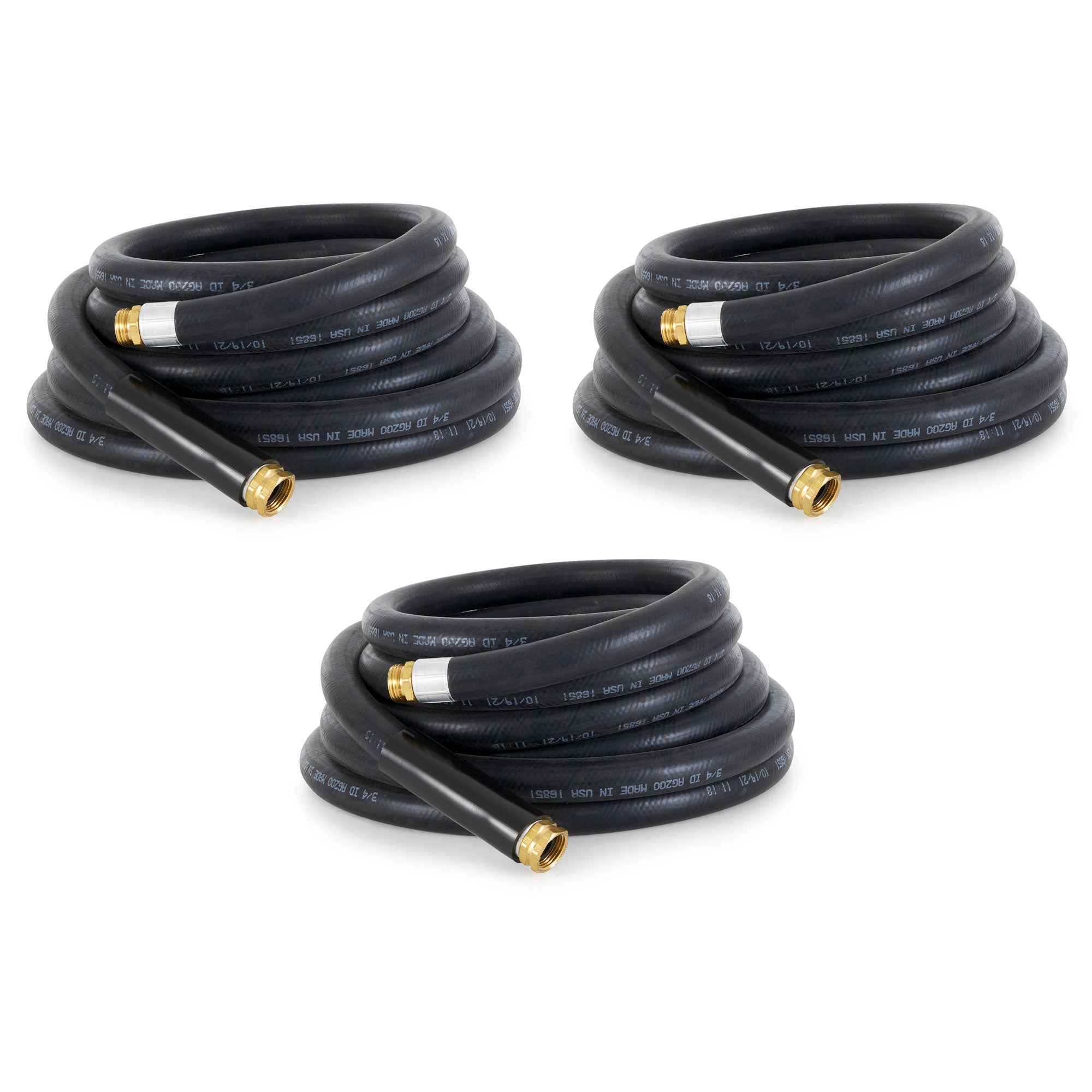 Apache 98108802 25 Foot Industrial Rubber Garden Hose w/ Brass Fittings (3 Pack) - VMInnovations