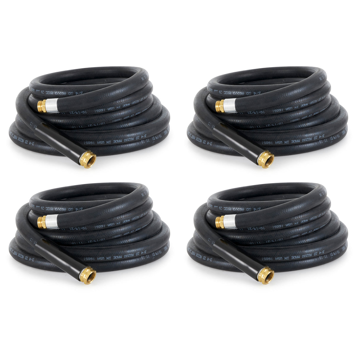 Apache 98108802 25 Foot Industrial Rubber Garden Hose w/ Brass Fittings (4 Pack)