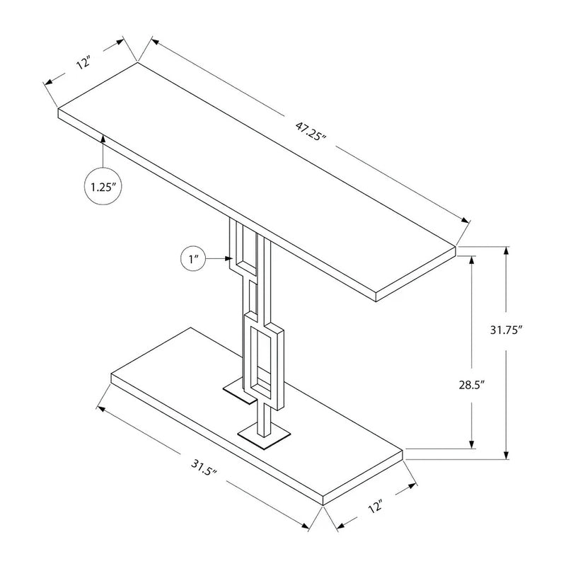 Monarch 47.25 Inch Geometric Metal Base Console Accent Table, White (Open Box)