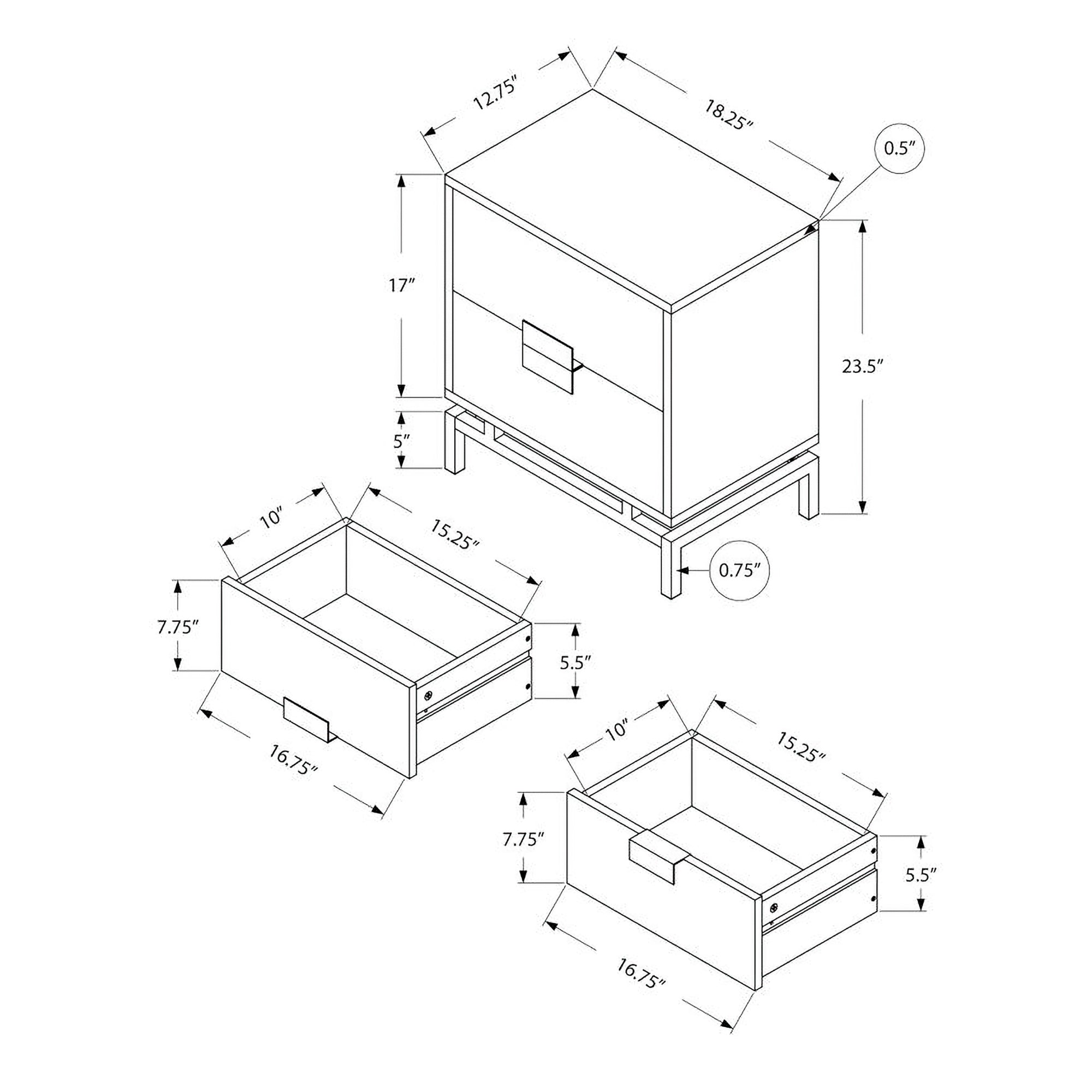 Monarch Specialties 24 Inch Accent Table with Drawers, Gray & Chrome (Used) - VMInnovations