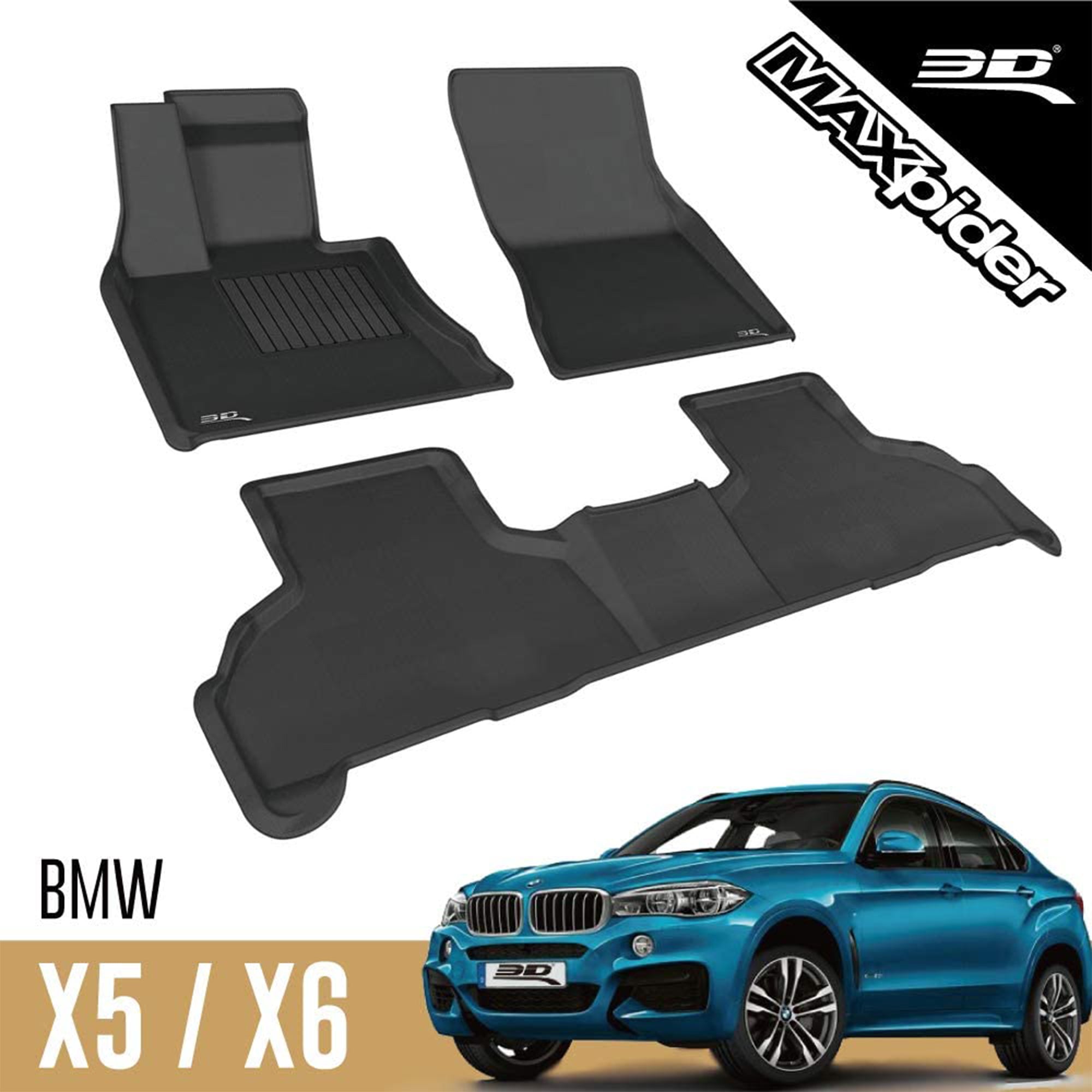 3D MAXpider Kagu Series Custom Floor Mat Liner Set, 2014-19 BMW X5/X6 (Open Box)
