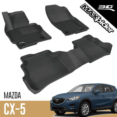 3D MAXpider Kagu Series Custom Floor Mat Liner Set, 2013-2016 Mazda CX5, Black