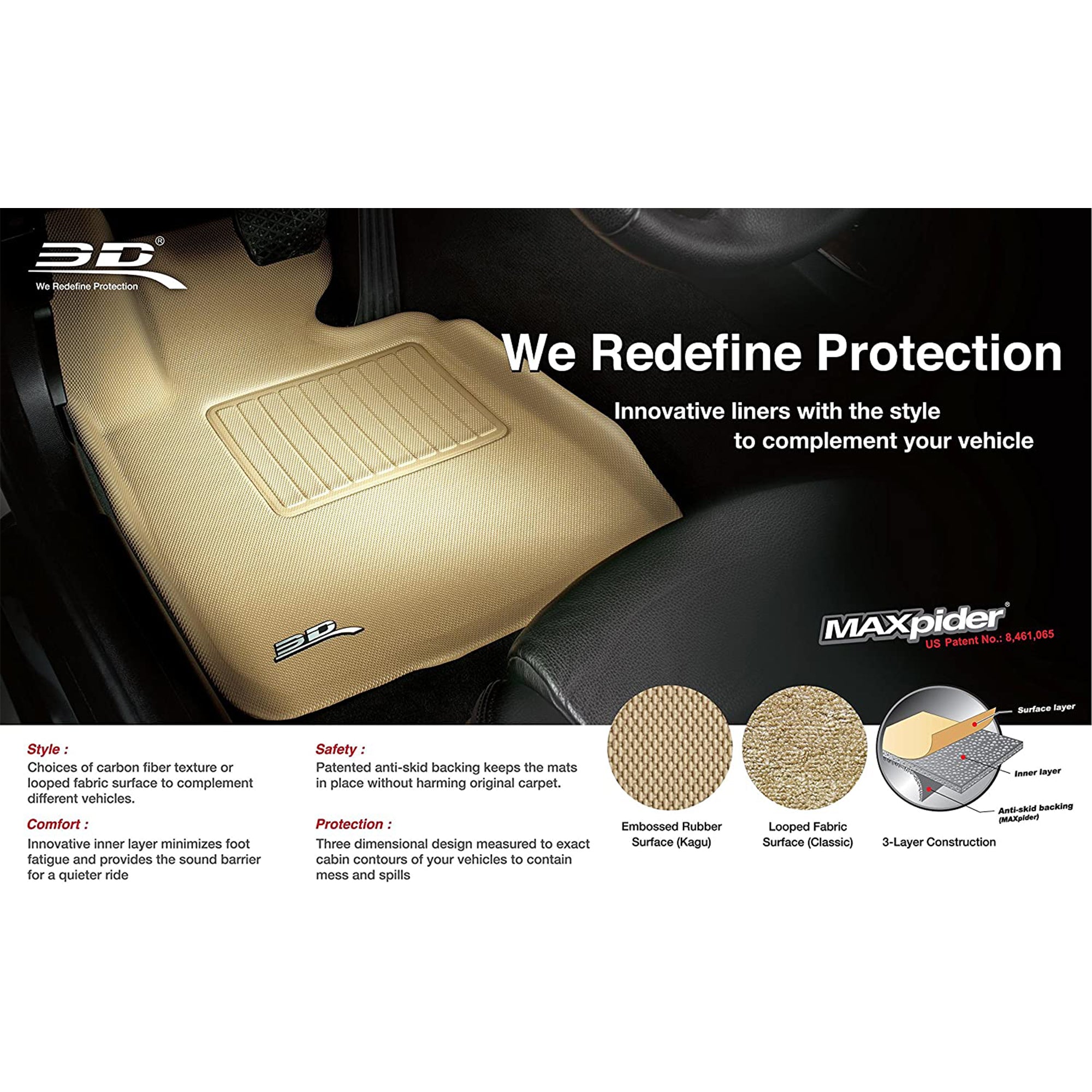 3D MAXpider Kagu Series All-Weather Cargo Mat Liner for 2011-2019 Ford Explorer - VMInnovations