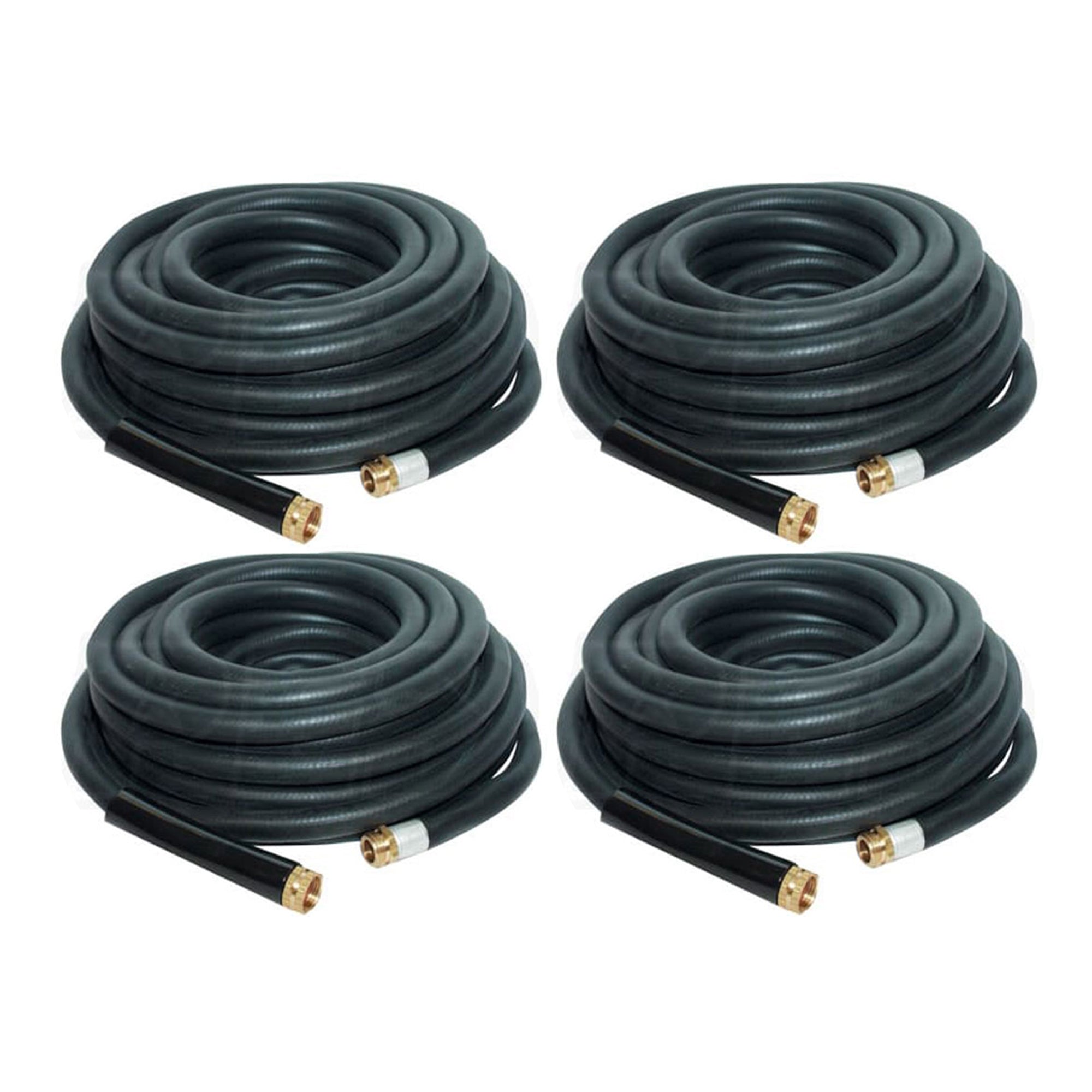 Apache 75 Foot Industrial Rubber Garden Water Hose with Brass Fittings (4 Pack) - VMInnovations