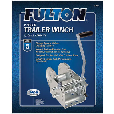 Fulton 142410 3,200 Pound Capacity 2 Way Dual Speed Marine Trailer Boat Winch