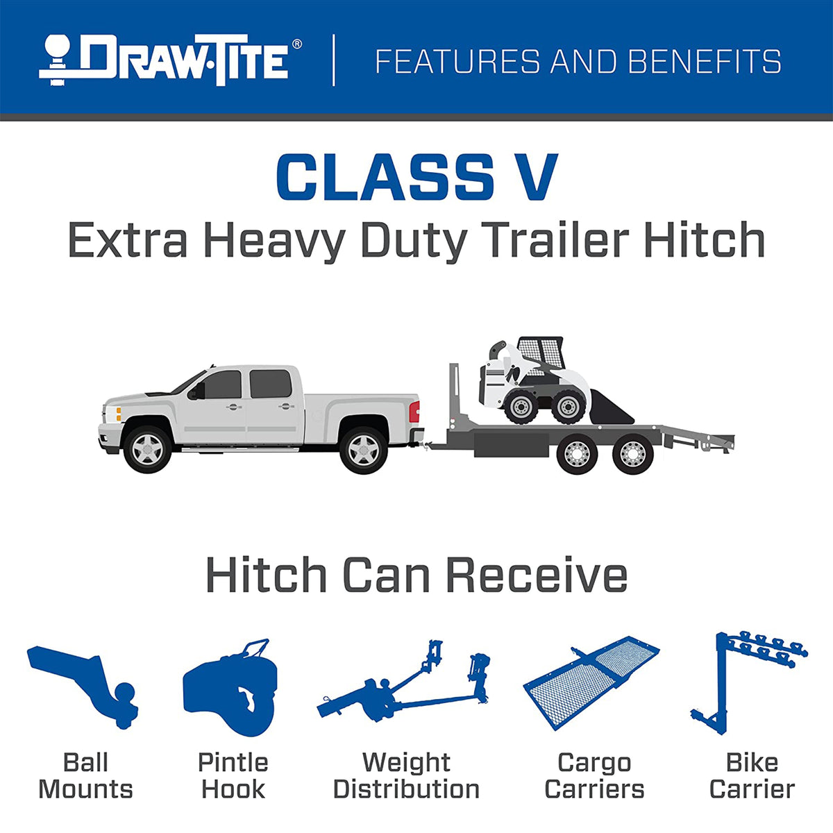 Draw-Tite 45519 Titan Class V Trailer Hitch w/ 2 1/2" Square Receiver (Open Box)