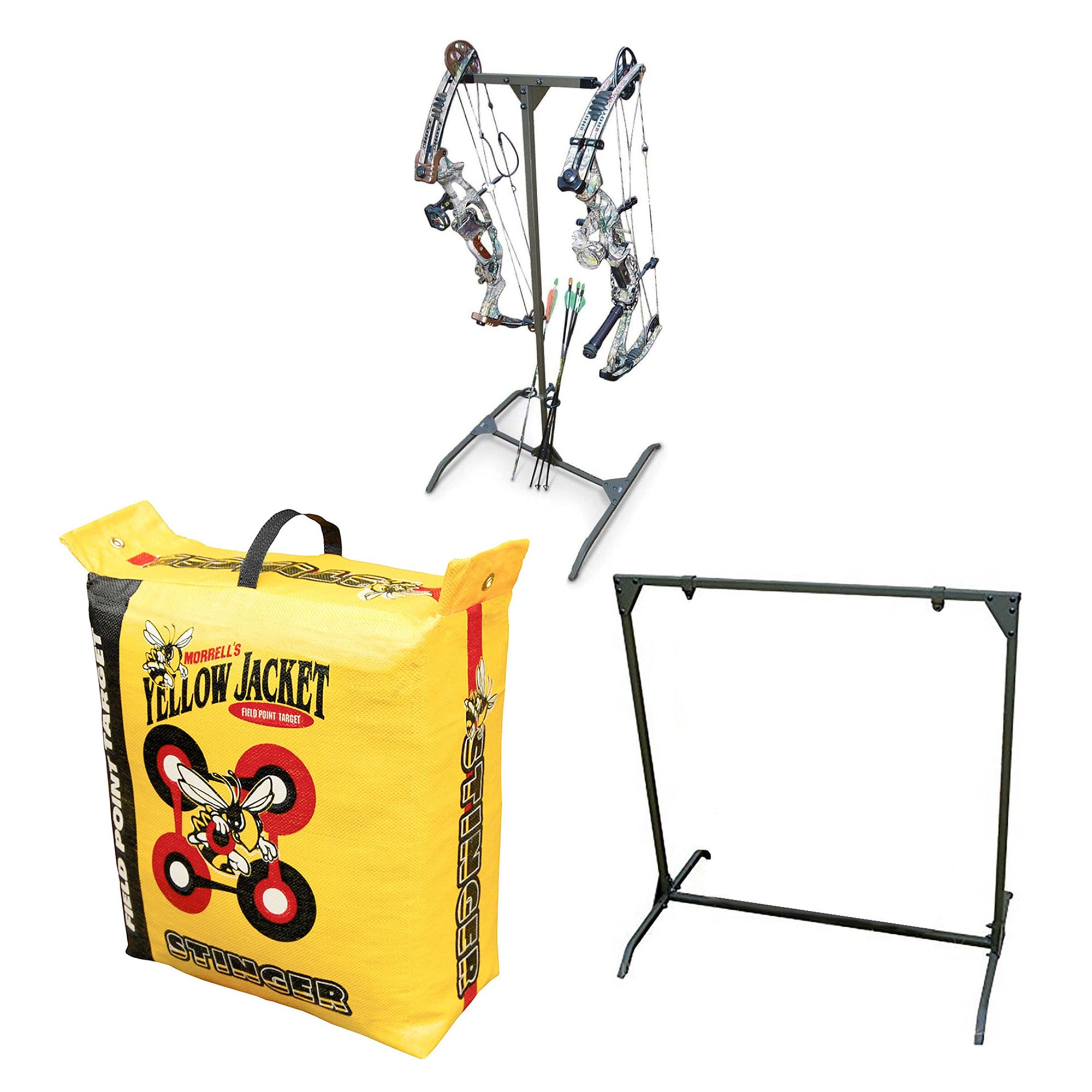 Morrell Yellow Jacket 19lb Bag Target w/ HME Products Target Stand & Bow Hanger - VMInnovations