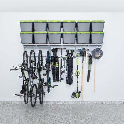 Garage Essentials 220863 96 Inch Wall Mounted Utility Storage Rack w/ Bike Hooks