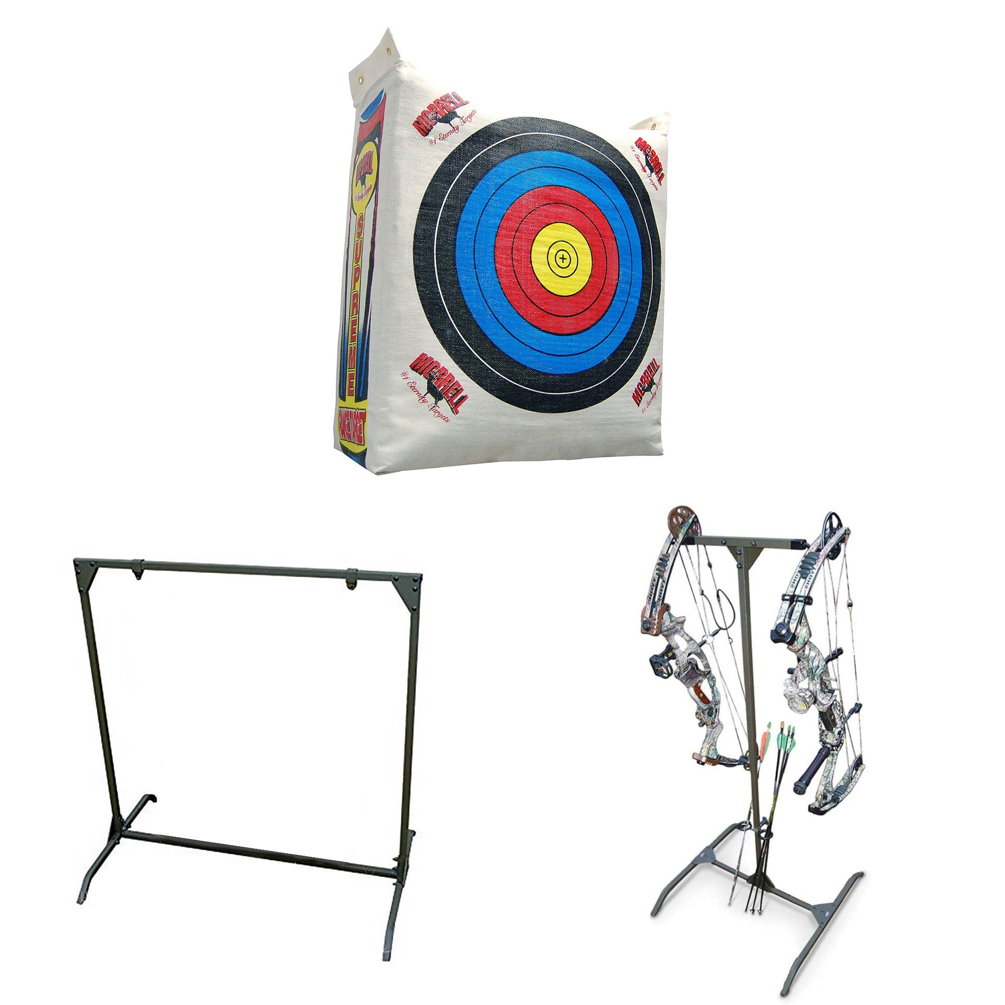 Morrell Targets Archery Bag Target, HME 30 Inch Bag Stand, and Bow Storage Rack - VMInnovations