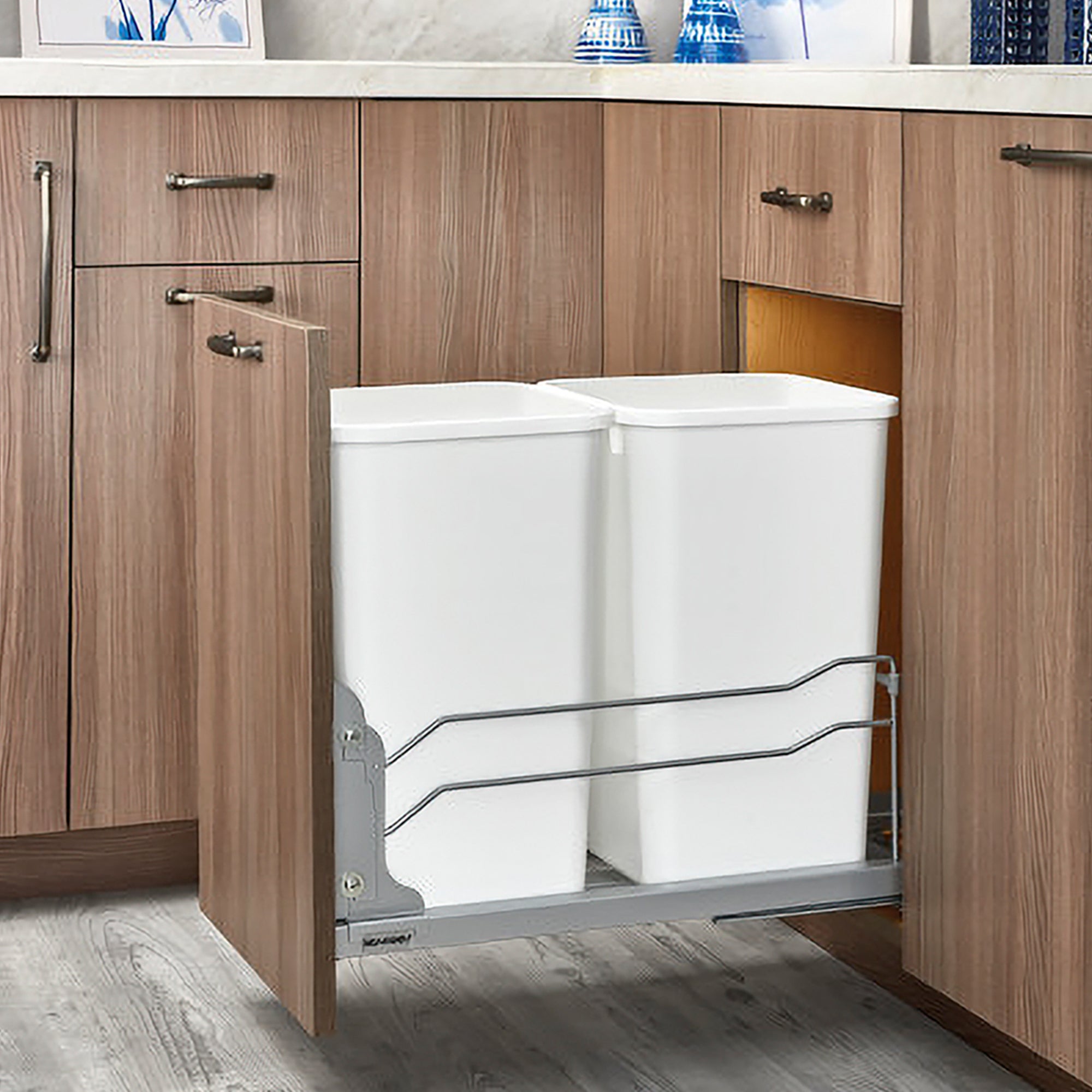 Rev-A-Shelf Double Pullout Trash Can 27 qt. w/ Soft-close, 53WC-1527SCDM-211 - VMInnovations