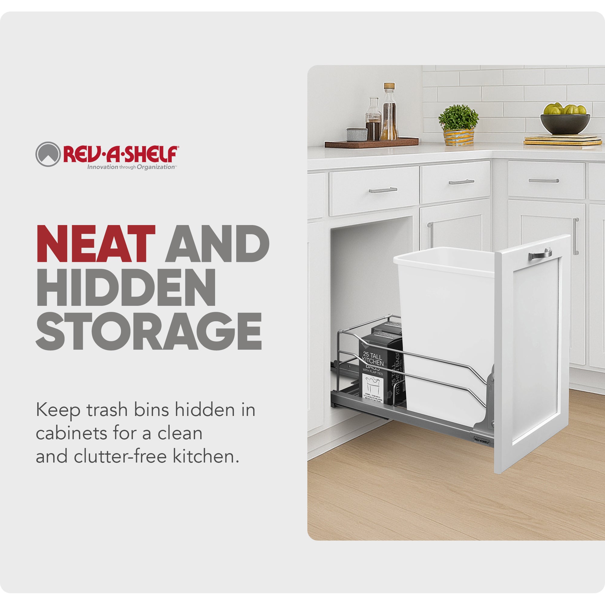 Rev-A-Shelf Pullout Kitchen Trash Can 35 qt. with Soft-close, 53WC-1535SCDM-111