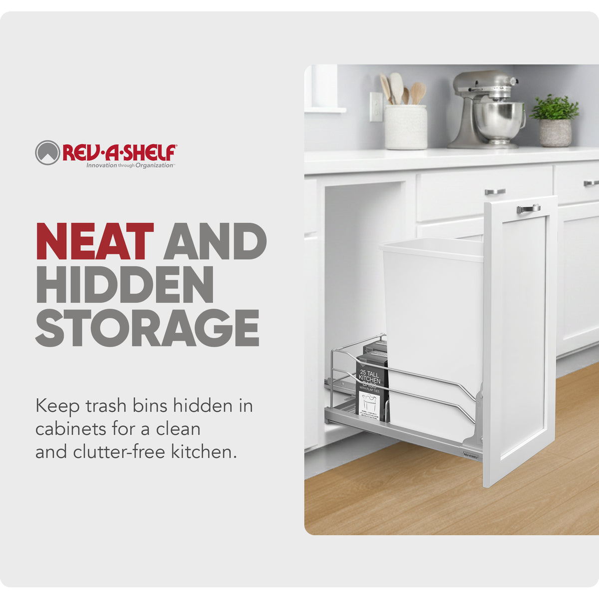 Rev-A-Shelf Pullout Kitchen Trash Can 50 qt. with Soft-close, 53WC-1550SCDM-111 - VMInnovations