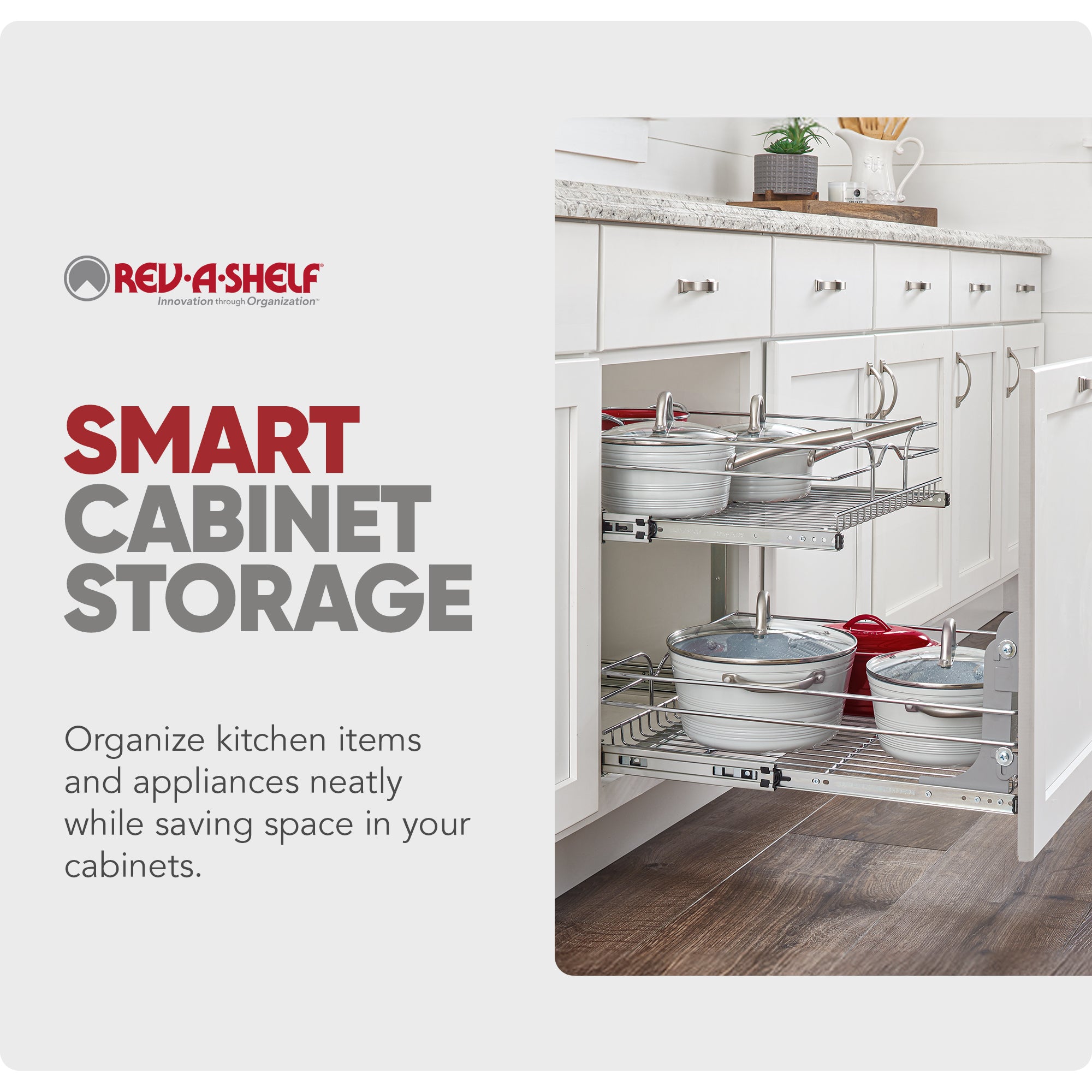 Rev-A-Shelf Pullout 2-Tier Basket Organizer for Kitchen or Vanity Cabinets, 24 x 22 In, 5WB2-2422-CR-1