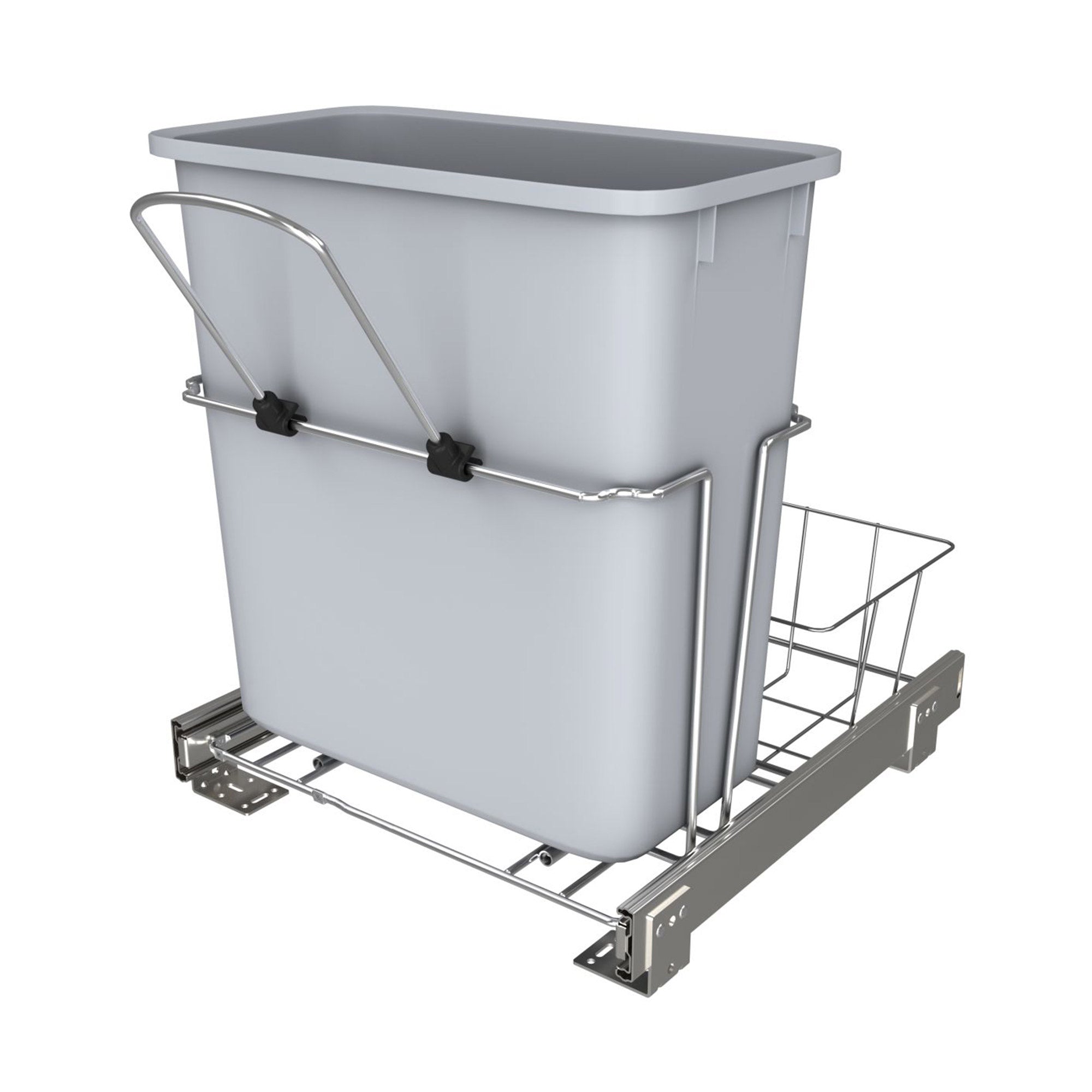 Rev-A-Shelf 20 qt. Universal Waste Container with Rear Basket, RUKD-1420RB-1 - VMInnovations